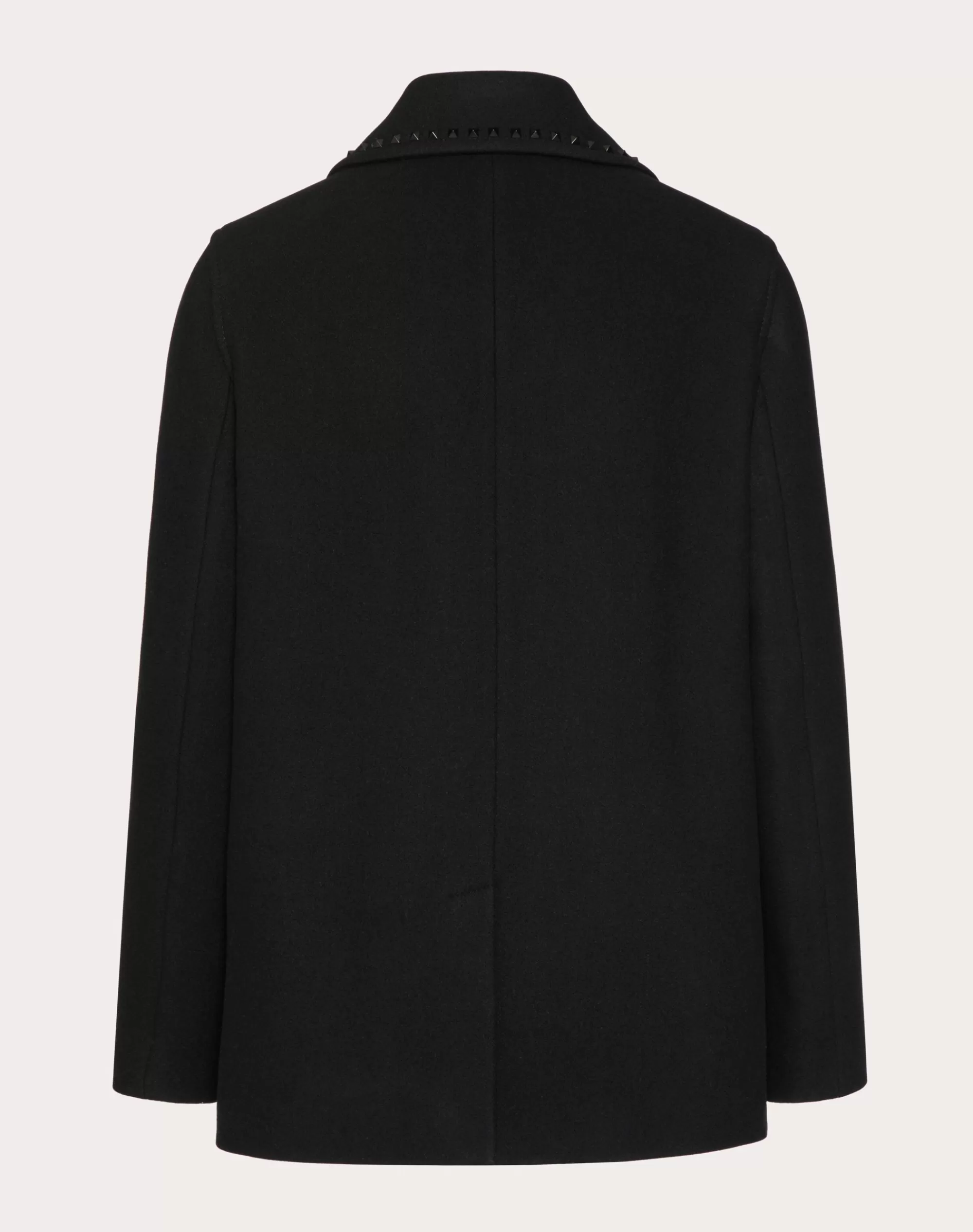 Valentino UNTITLED STUDDED WOOL CLOTH PEACOAT Black Sale