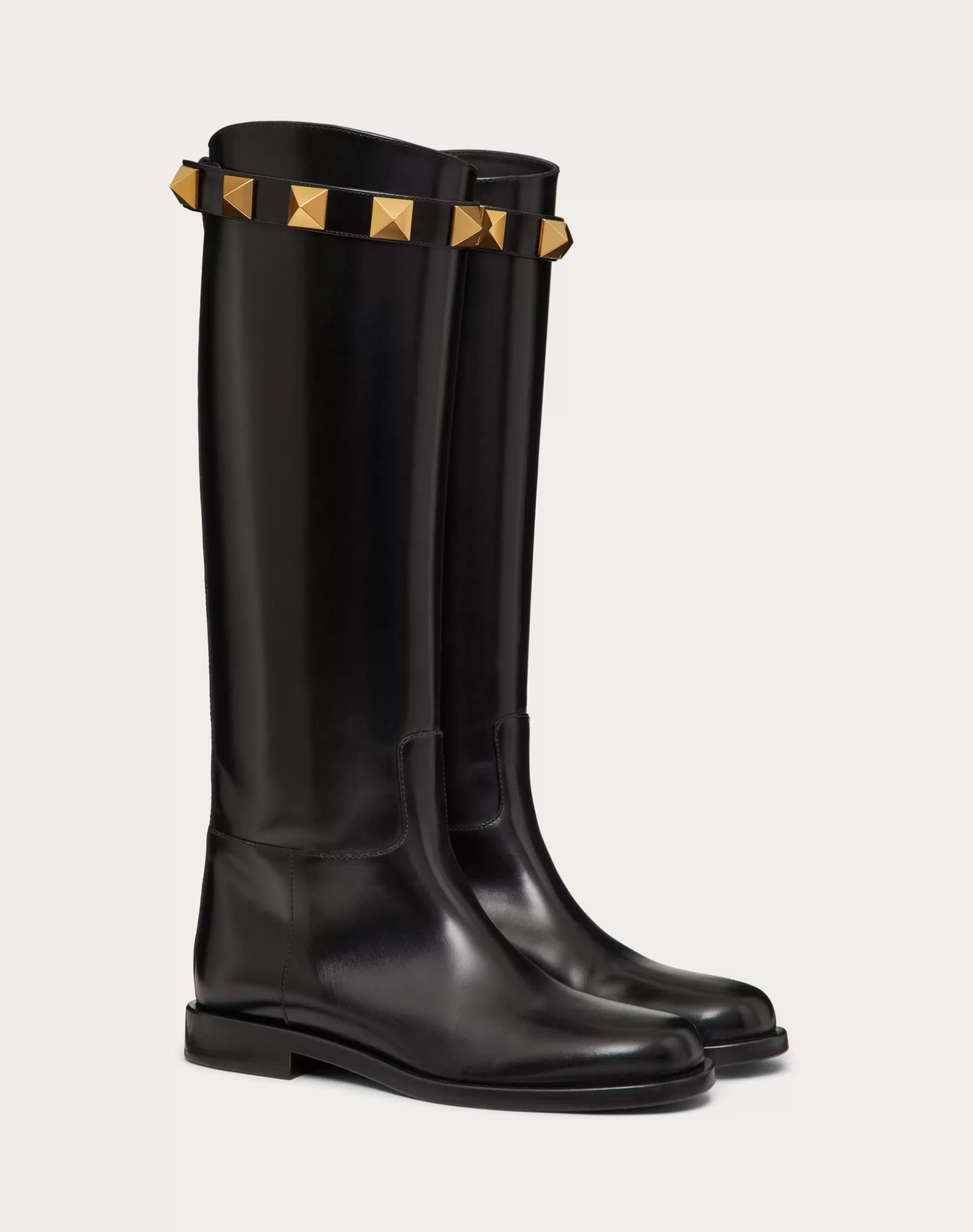 Valentino CALFSKIN LEATHER ROMAN STUD BOOT 15MM Black Sale