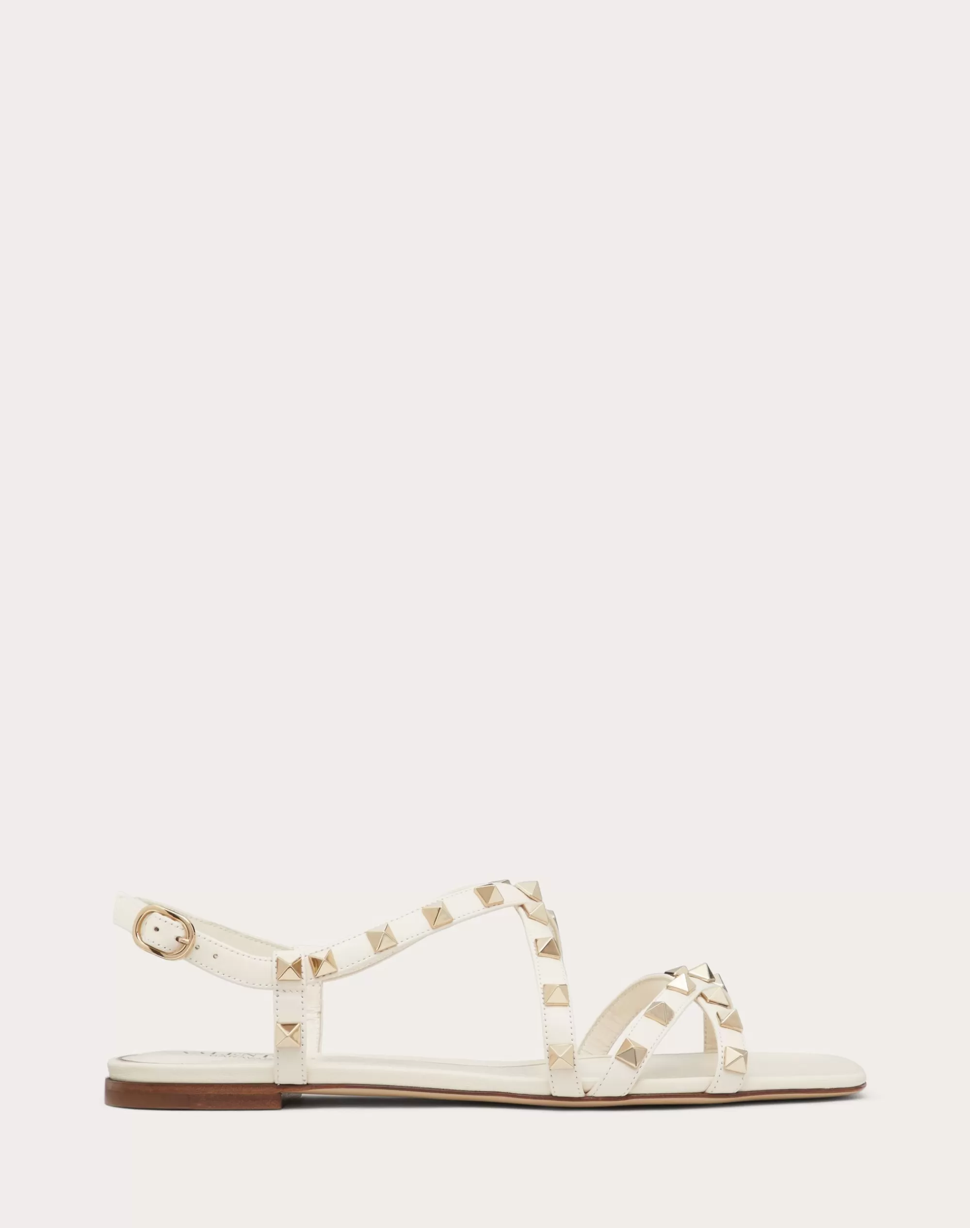 Valentino CALFSKIN ROCKSTUD SANDAL WITH STRAPS LightIvory Flash Sale