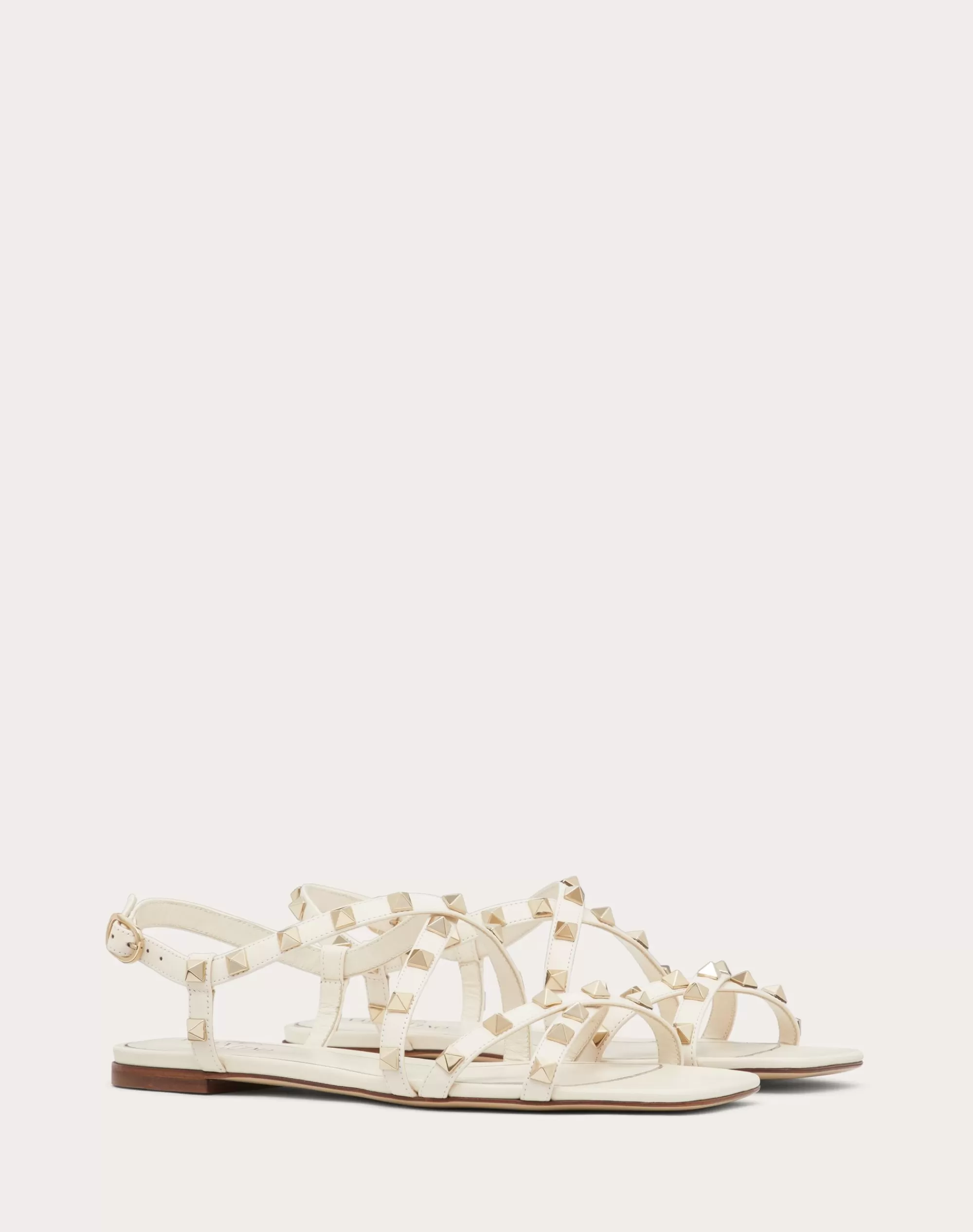 Valentino CALFSKIN ROCKSTUD SANDAL WITH STRAPS LightIvory Flash Sale