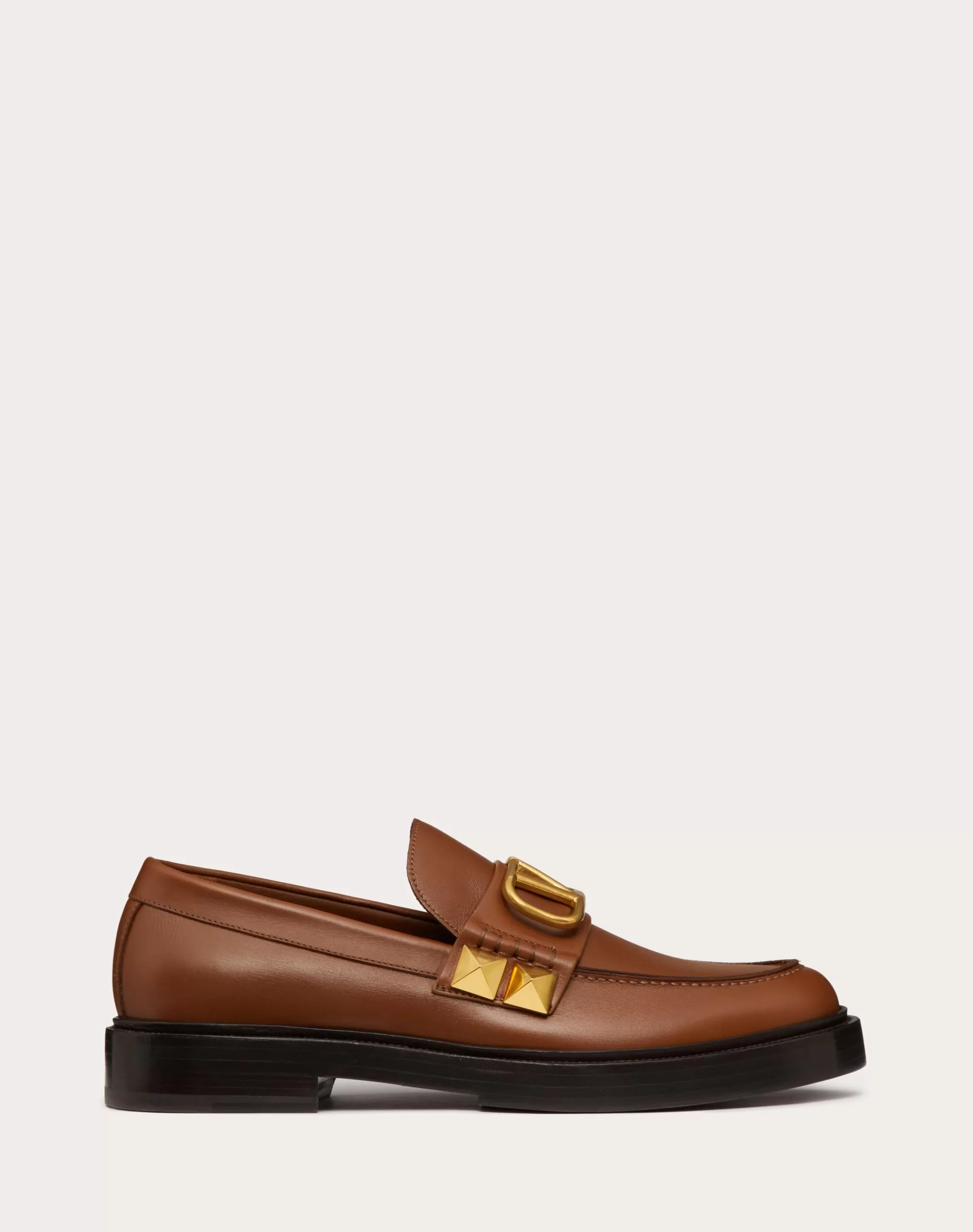 Valentino CALFSKIN STUD SIGN LOAFER TanBrown Cheap
