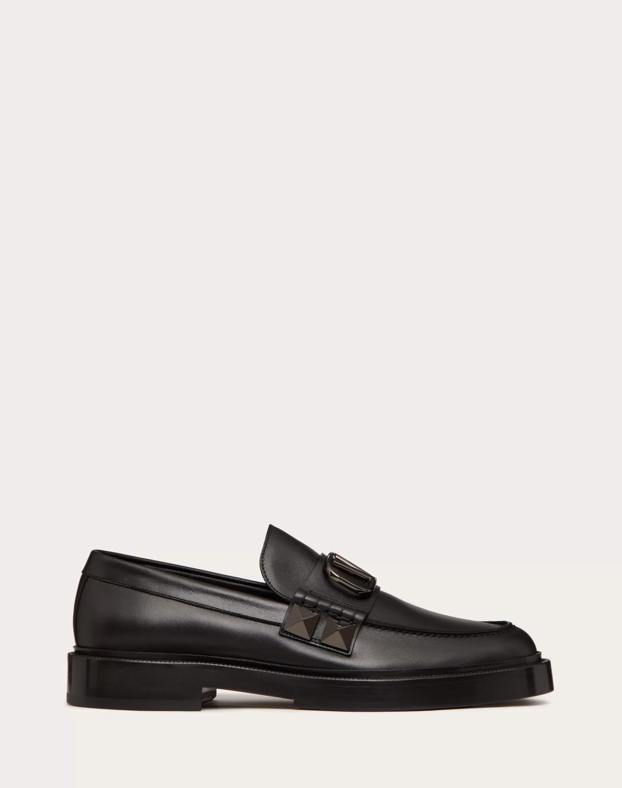 Valentino CALFSKIN STUD SIGN LOAFER Black Sale