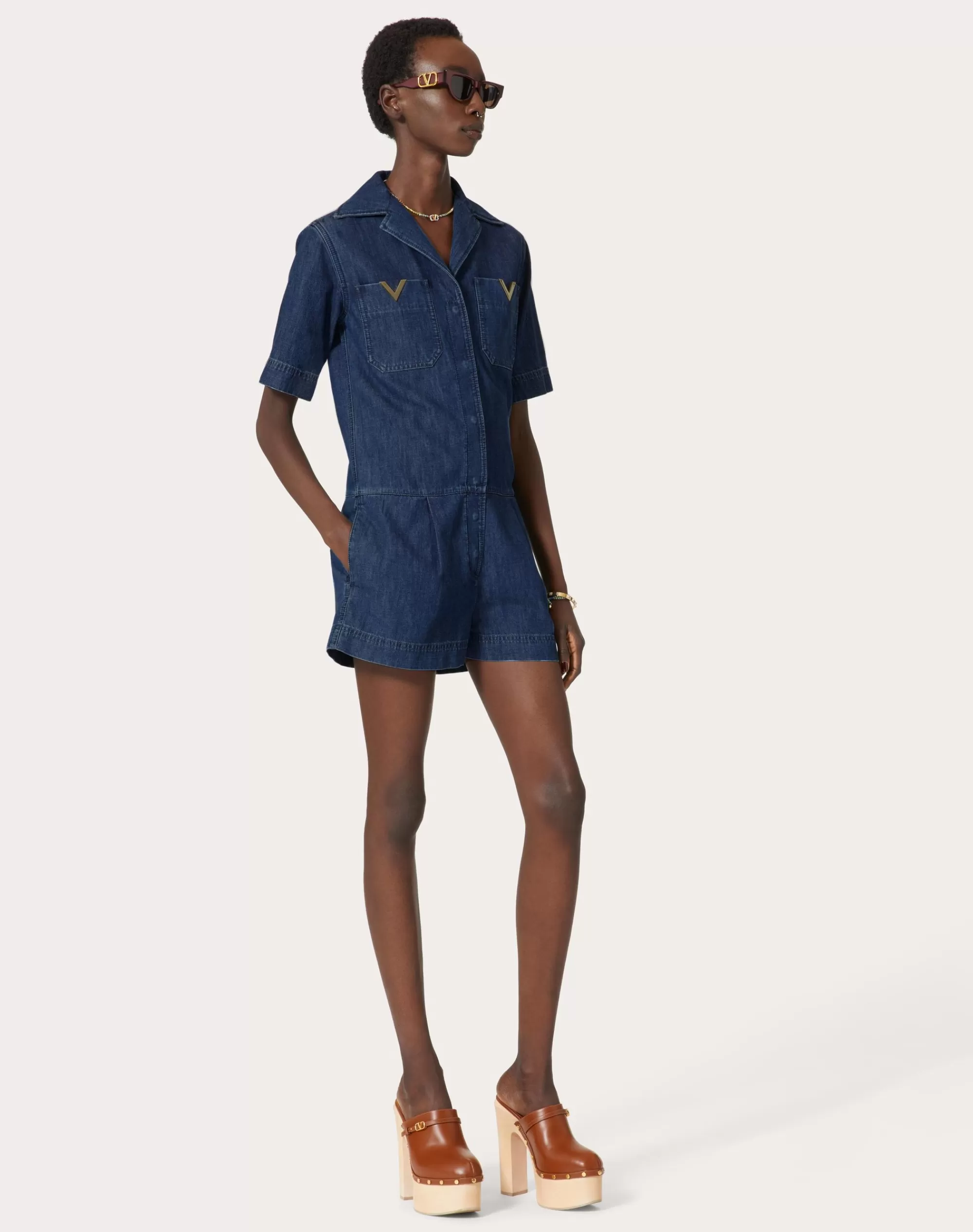 Valentino CHAMBRAY JUMPSUIT Denim Outlet
