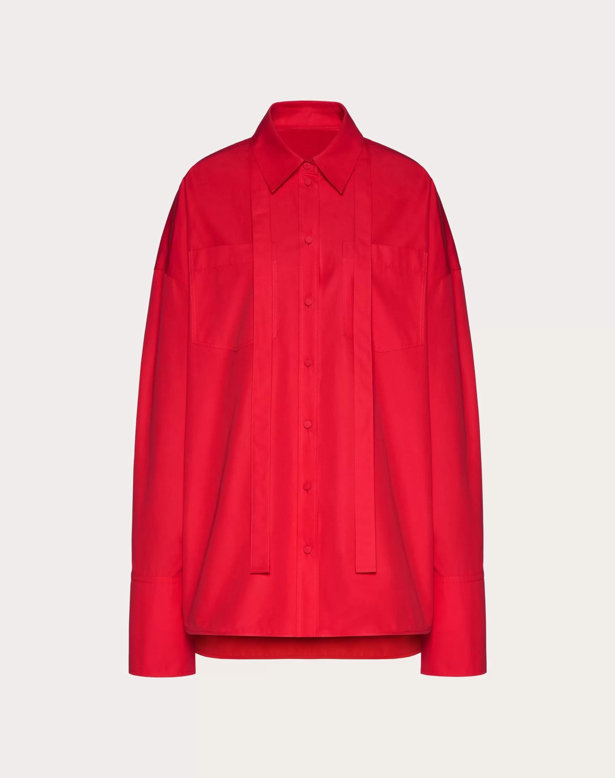 Valentino COMPACT POPELINE BLOUSE Red Flash Sale