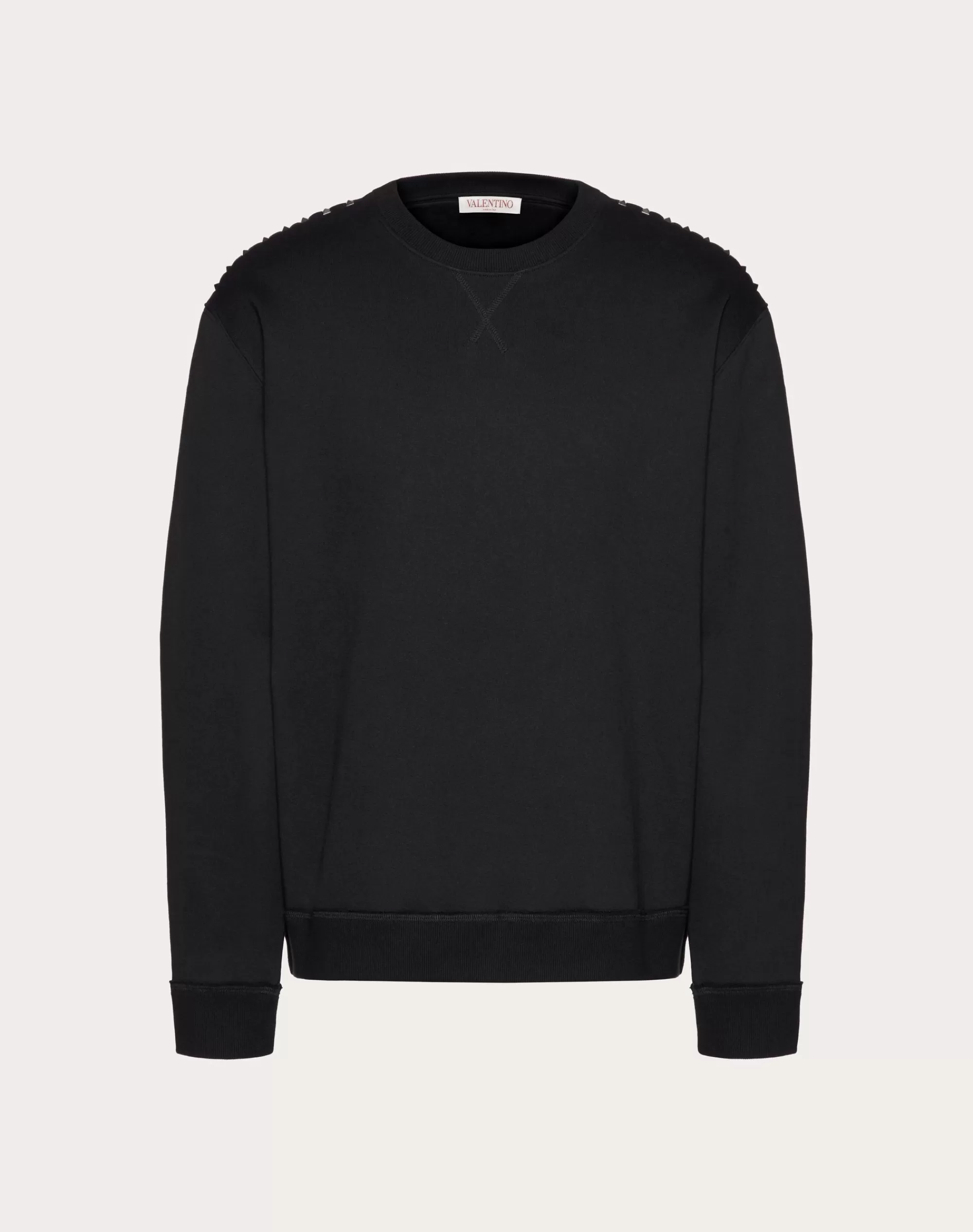 Valentino COTTON CREWNECK SWEATSHIRT WITH UNTITLED STUDS Black Outlet