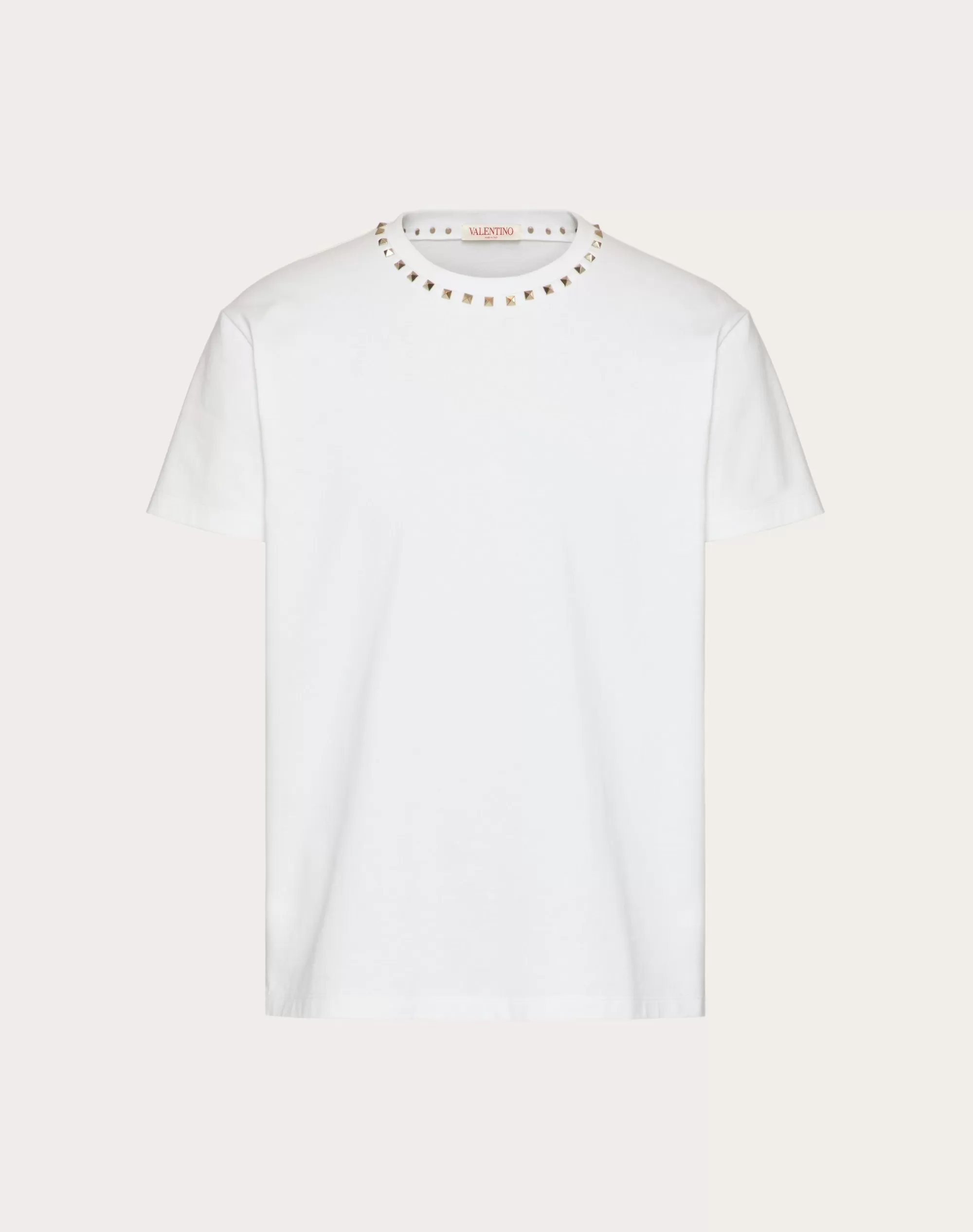 Valentino COTTON CREWNECK T-SHIRT WITH BLACK UNTITLED STUDS Clearance