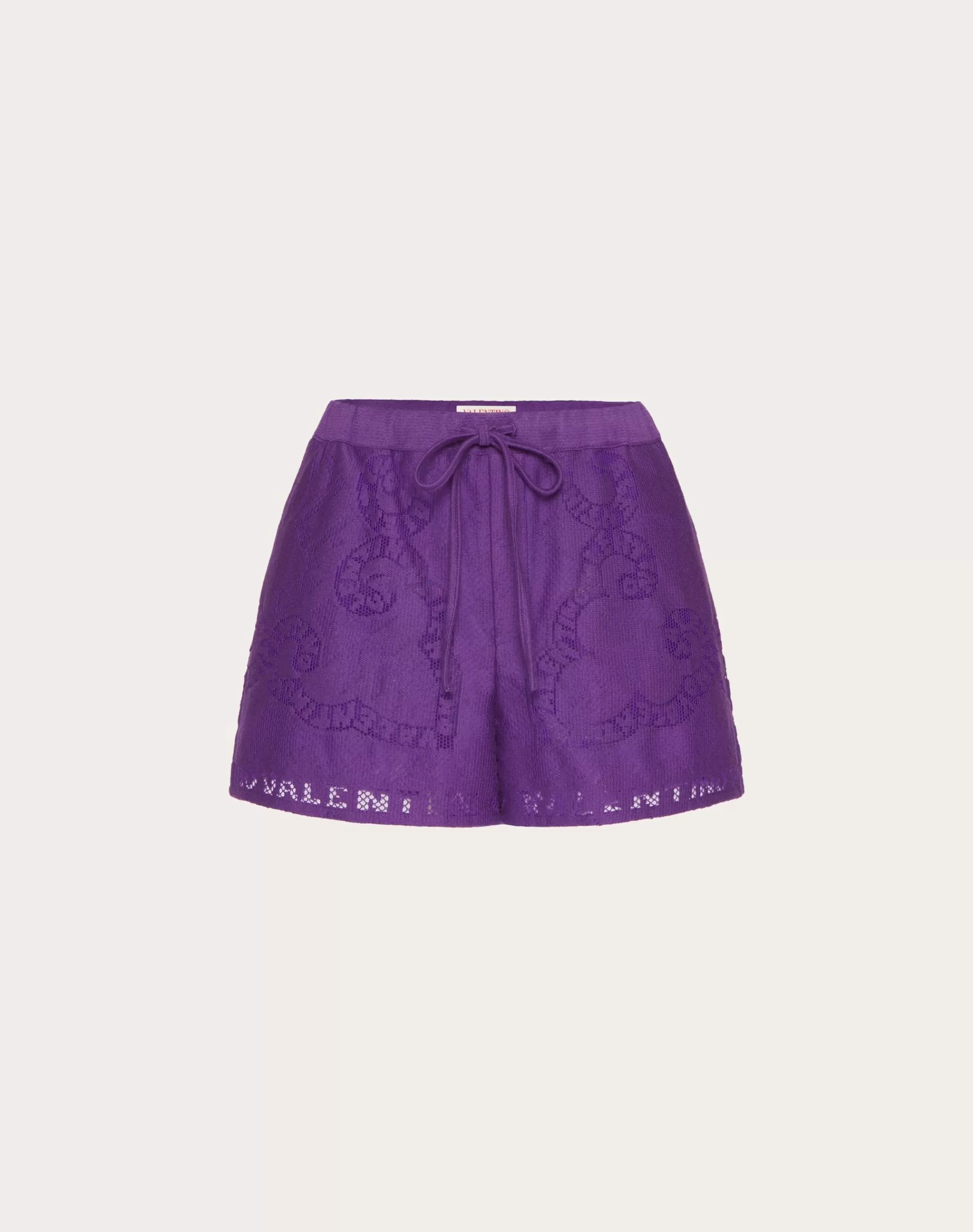 Valentino COTTON GUIPURE LACE SHORTS AstralPurple Discount