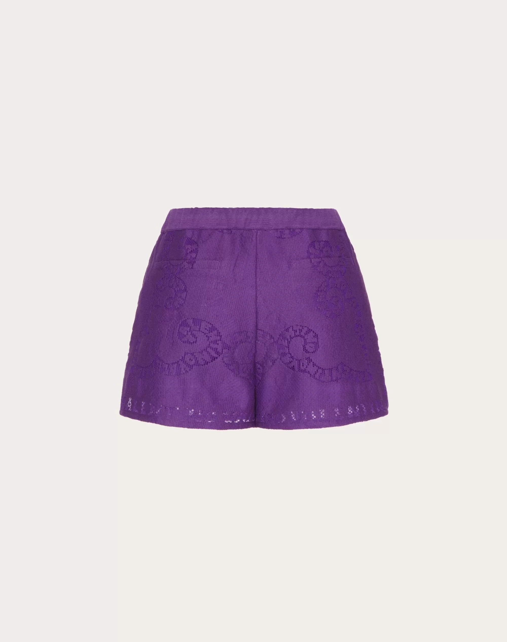 Valentino COTTON GUIPURE LACE SHORTS AstralPurple Discount