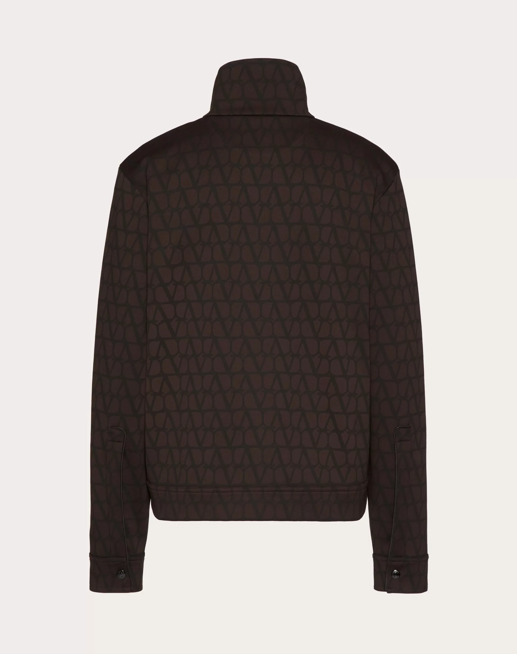 Valentino COTTON HIGH-NECK SWEATSHIRT WITH ZIPPER AND TOILE ICONOGRAPHE PRINT Black Fashion