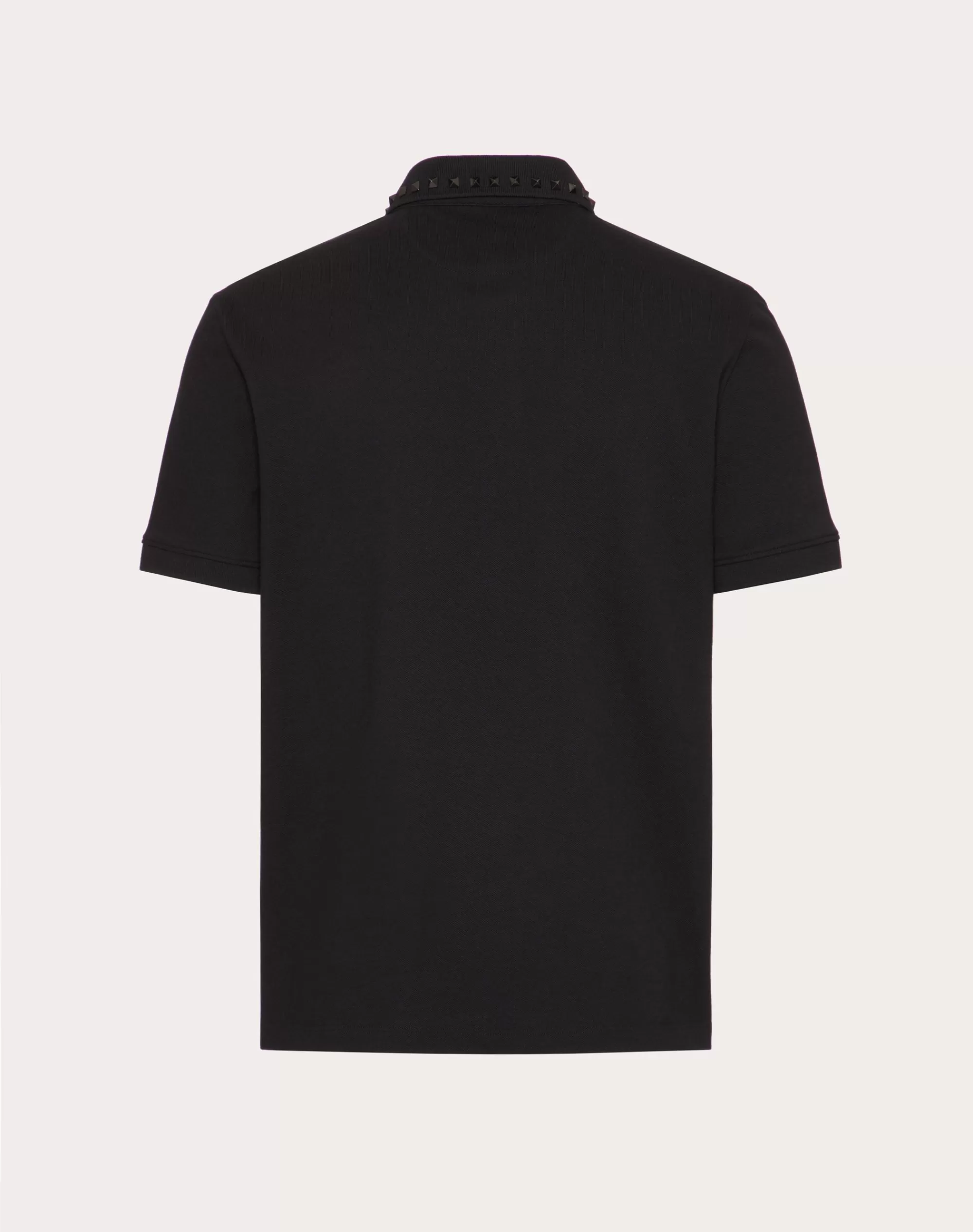 Valentino COTTON PIQUÉ POLO SHIRT WITH UNTITLED STUDS Black Best