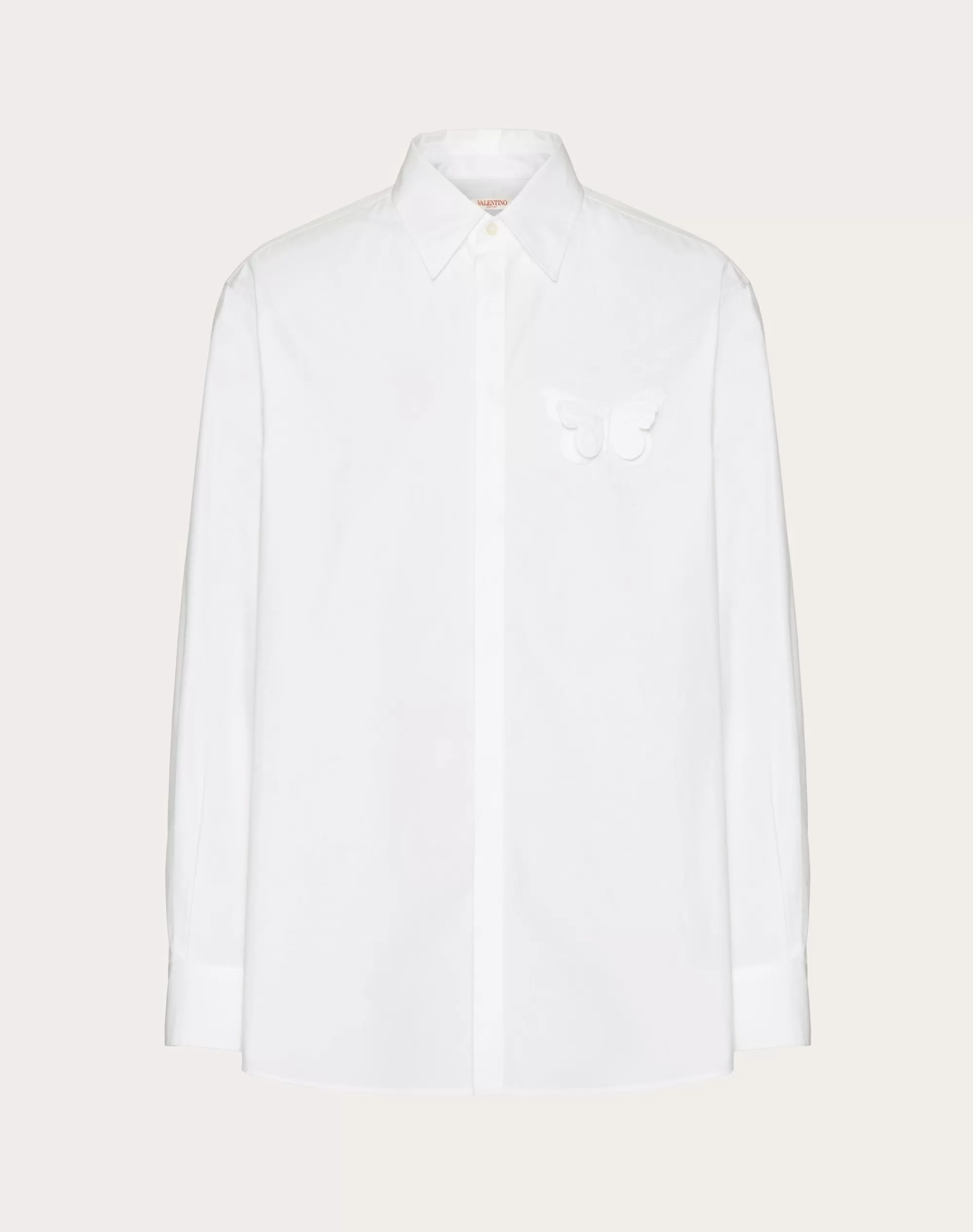 Valentino COTTON POPLIN SHIRT WITH EMBROIDERED BUTTERFLY White Best Sale