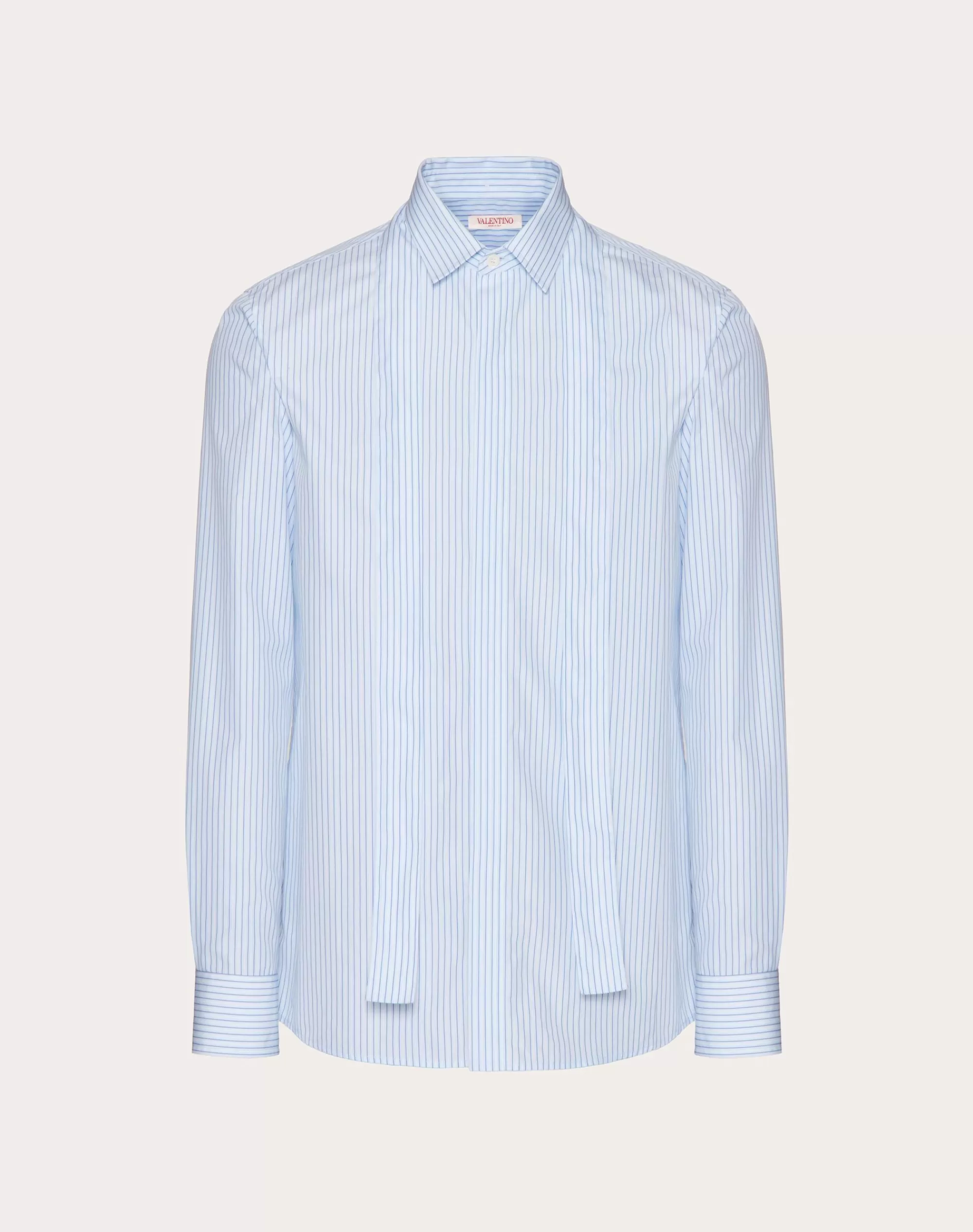 Valentino COTTON POPLIN SHIRT WITH REMOVABLE SCARF Azure Discount