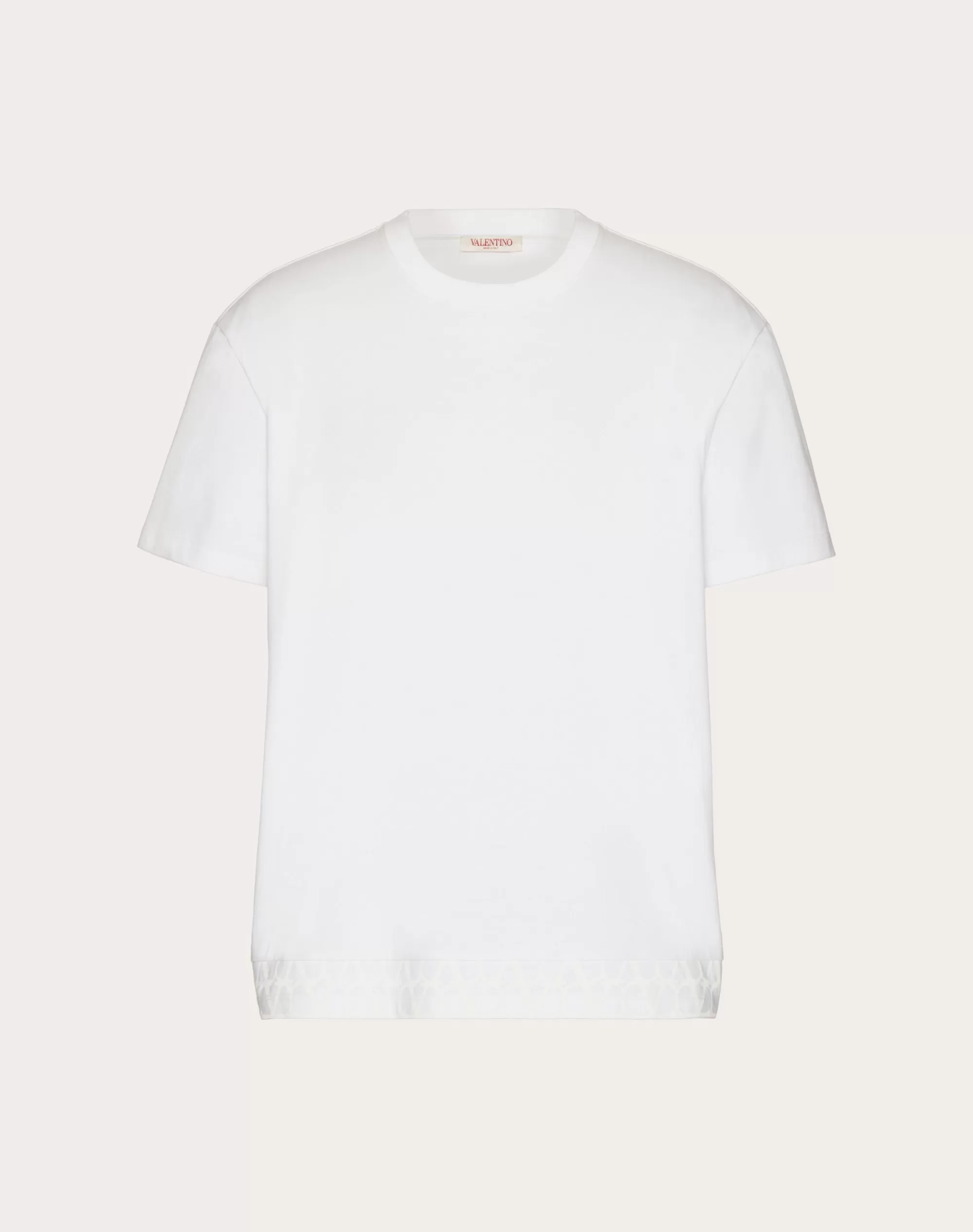 Valentino COTTON T-SHIRT WITH TOILE ICONOGRAPHE DETAIL White Best