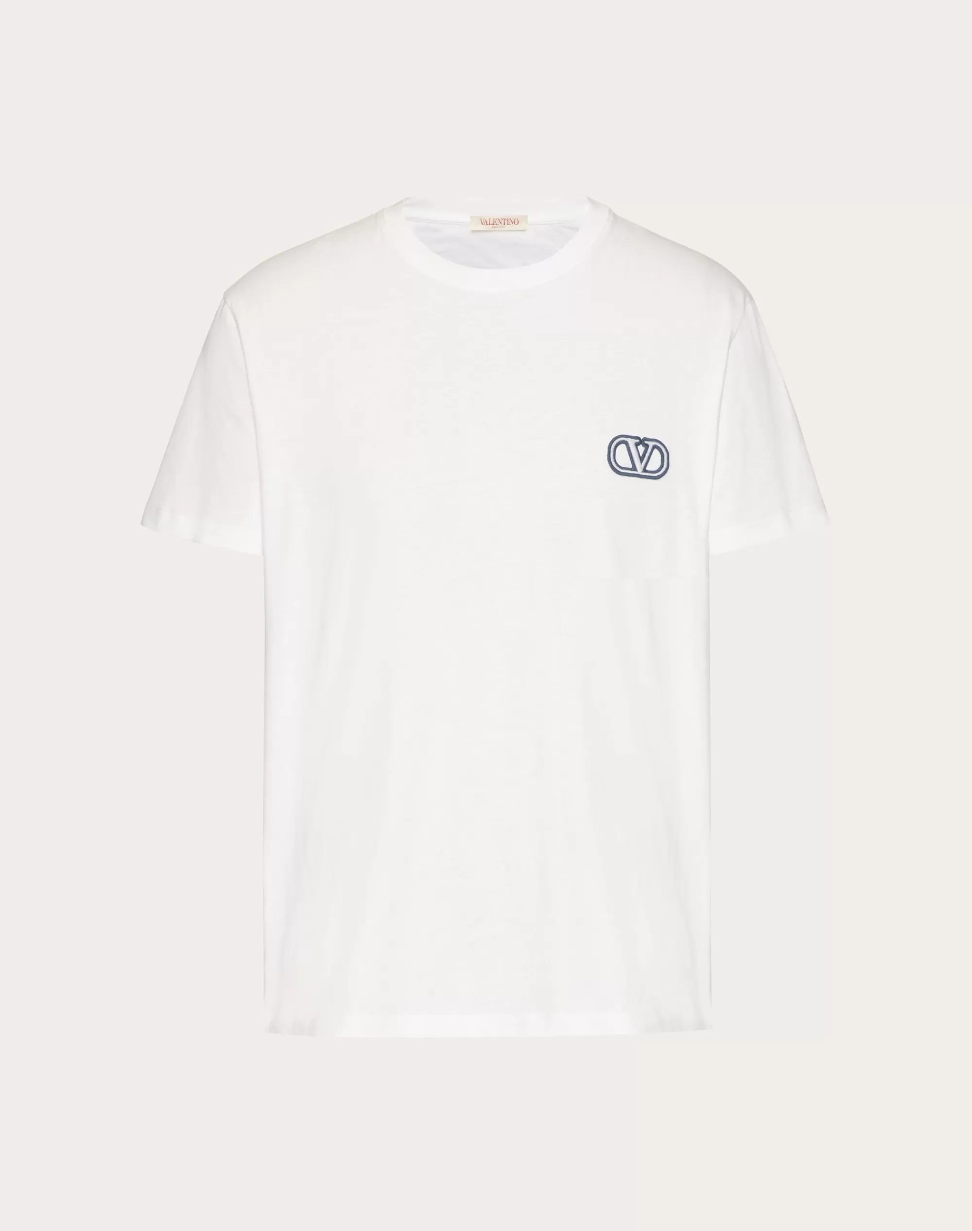 Valentino COTTON T-SHIRT WITH VLOGO SIGNATURE PATCH Online