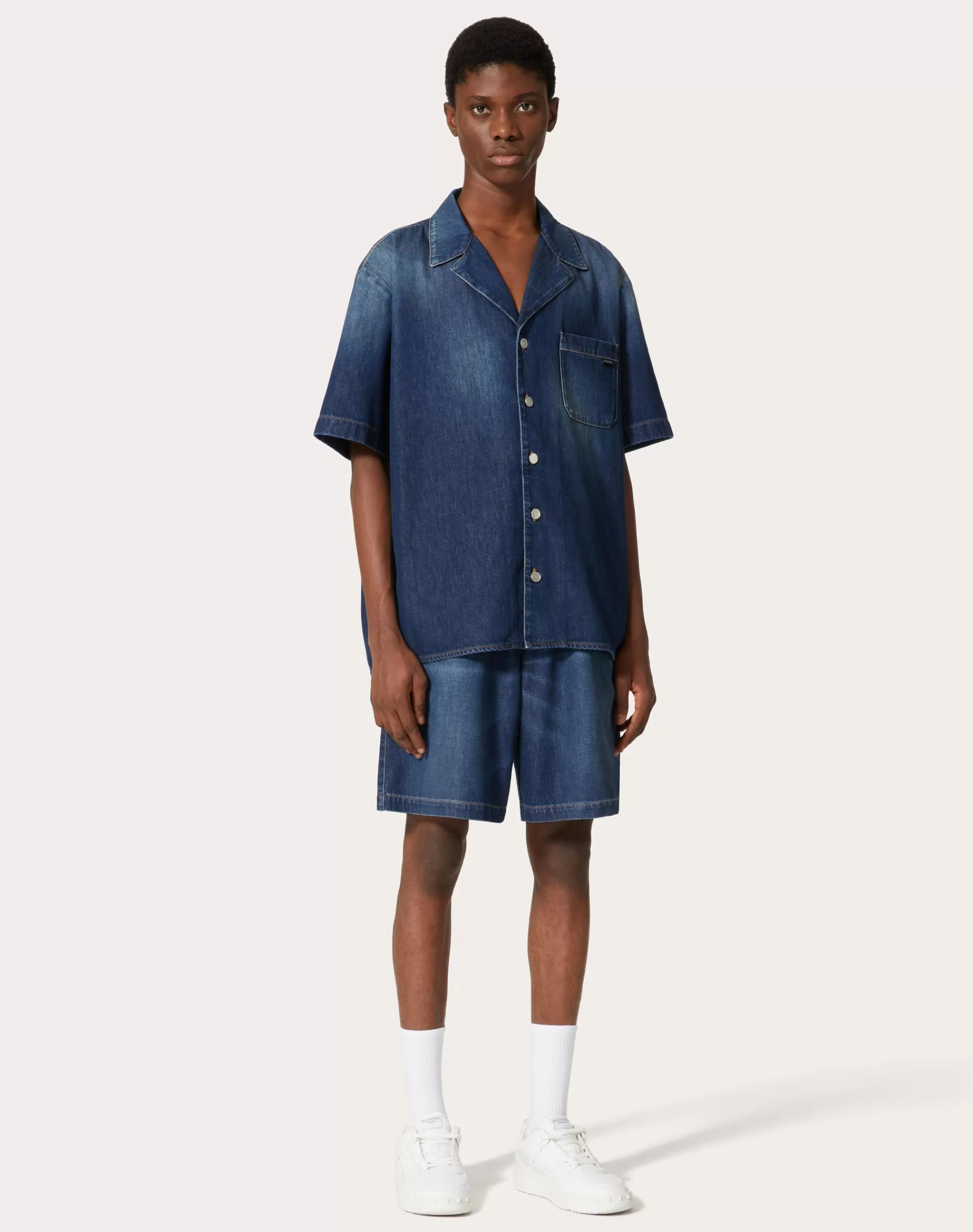 Valentino CHAMBRAY BOWLING SHIRT Denim Clearance