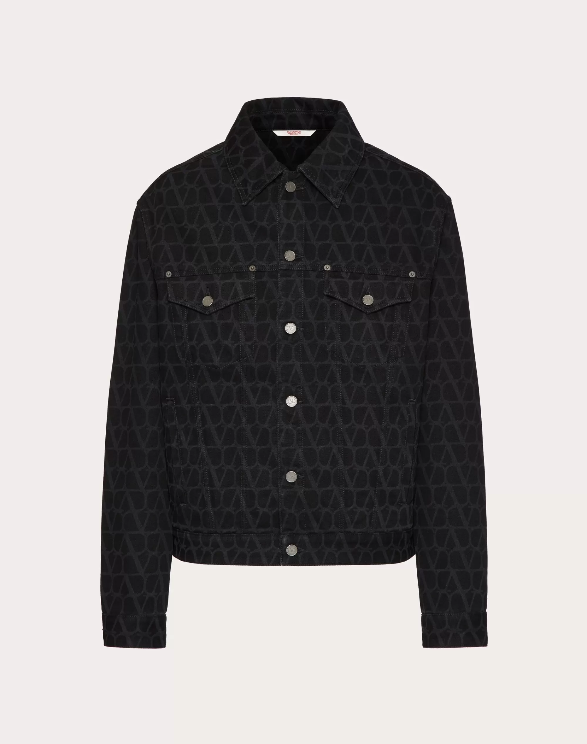 Valentino DENIM JACKET WITH TOILE ICONOGRAPHE PRINT Black Sale