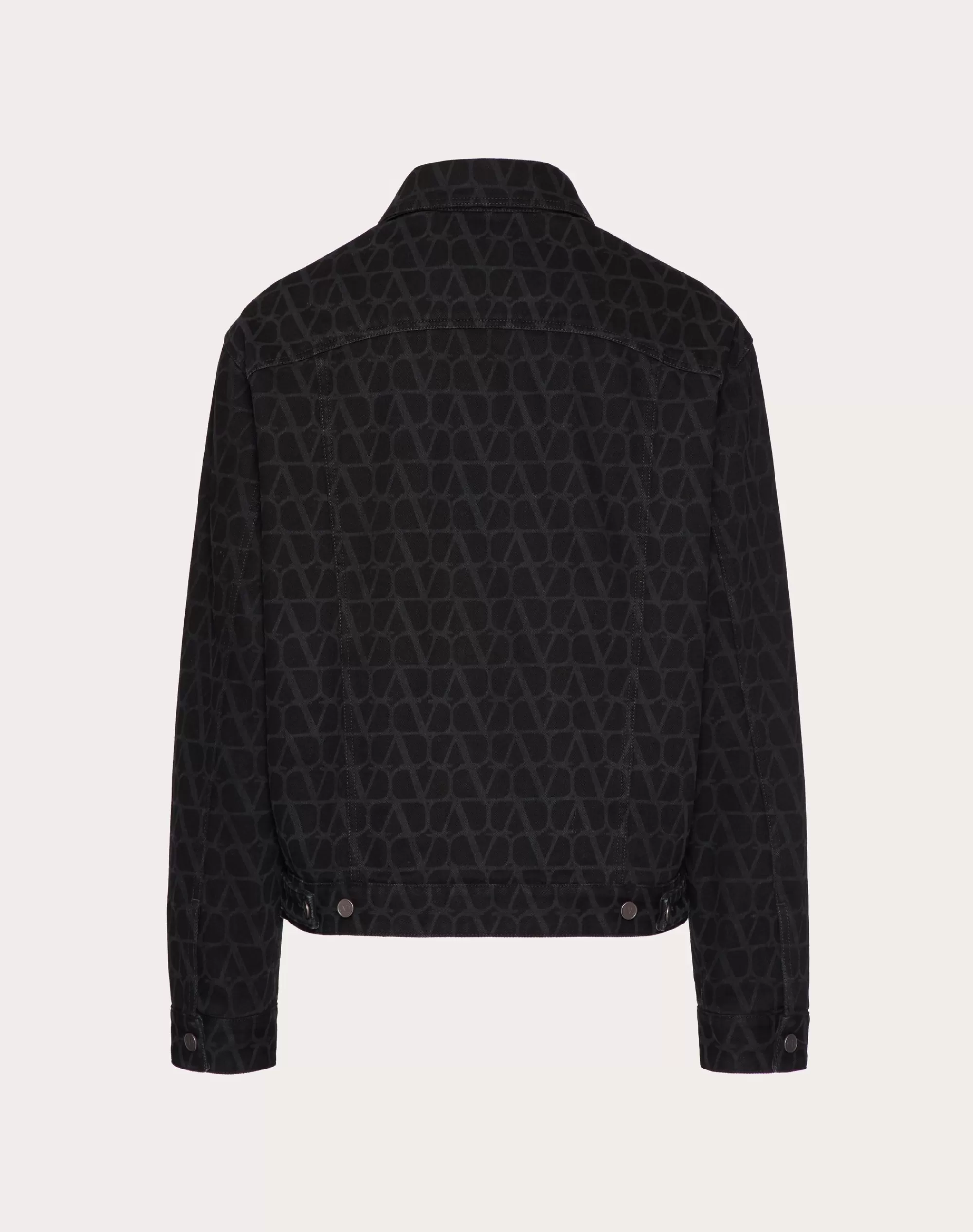 Valentino DENIM JACKET WITH TOILE ICONOGRAPHE PRINT Black Sale