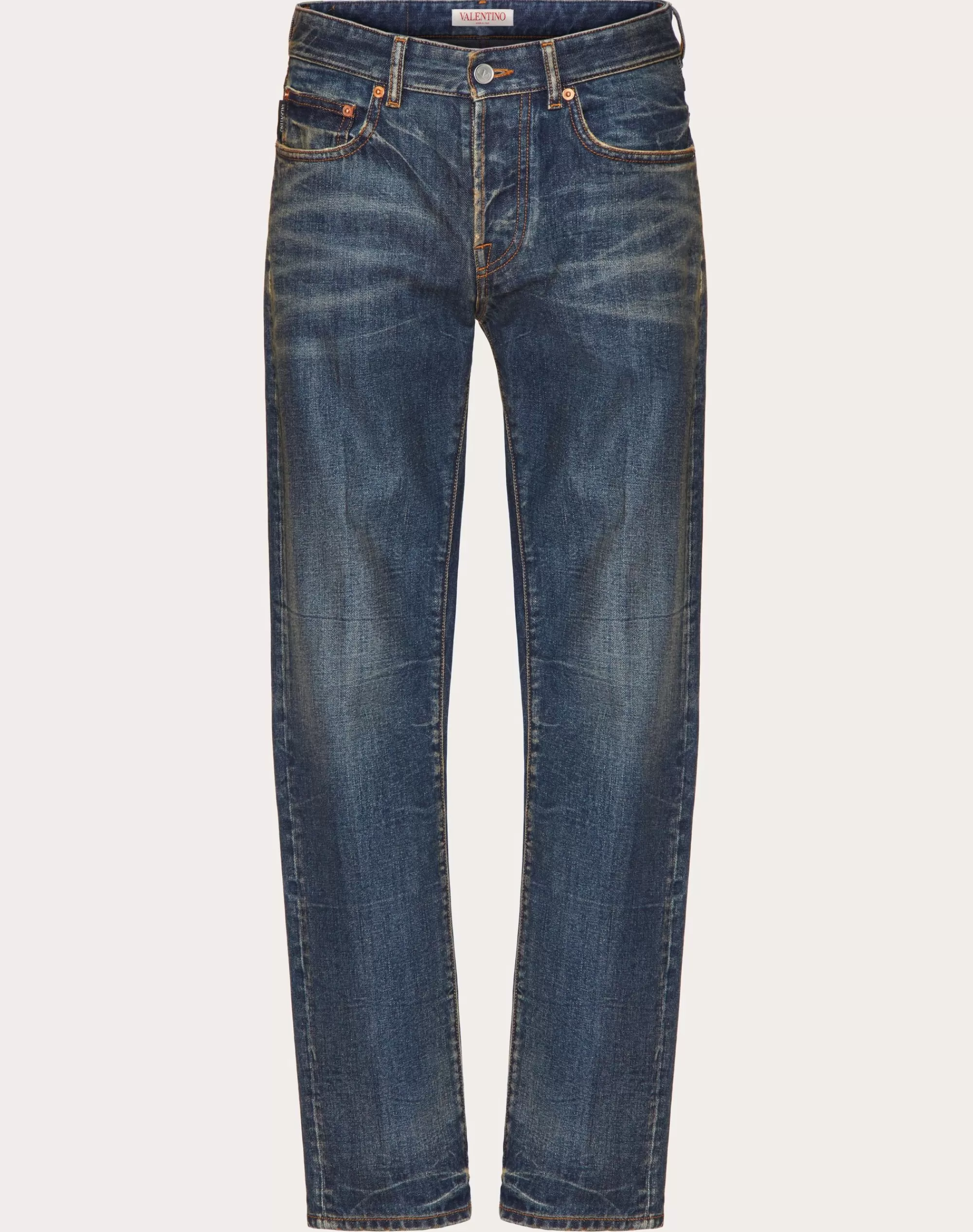 Valentino PANTS WITH METALLIC V DETAIL Denim Hot