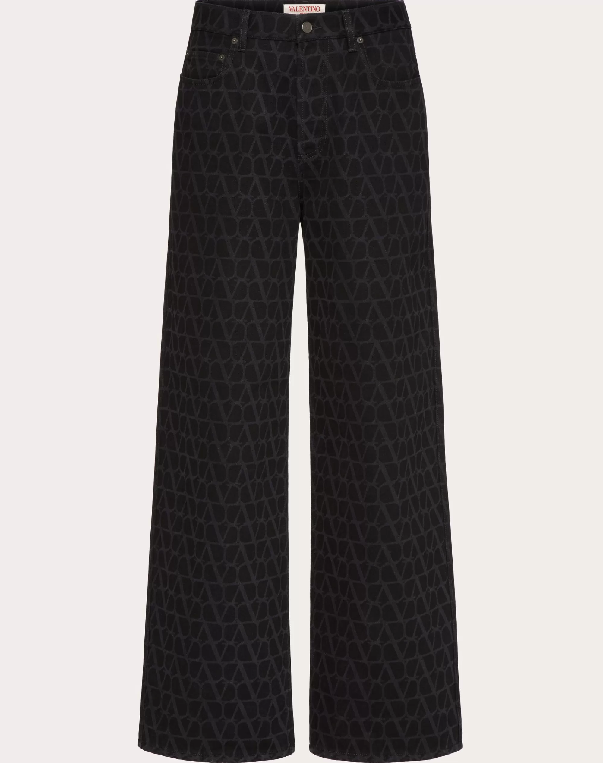 Valentino DENIM PANTS WITH TOILE ICONOGRAPHE PRINT Black Discount