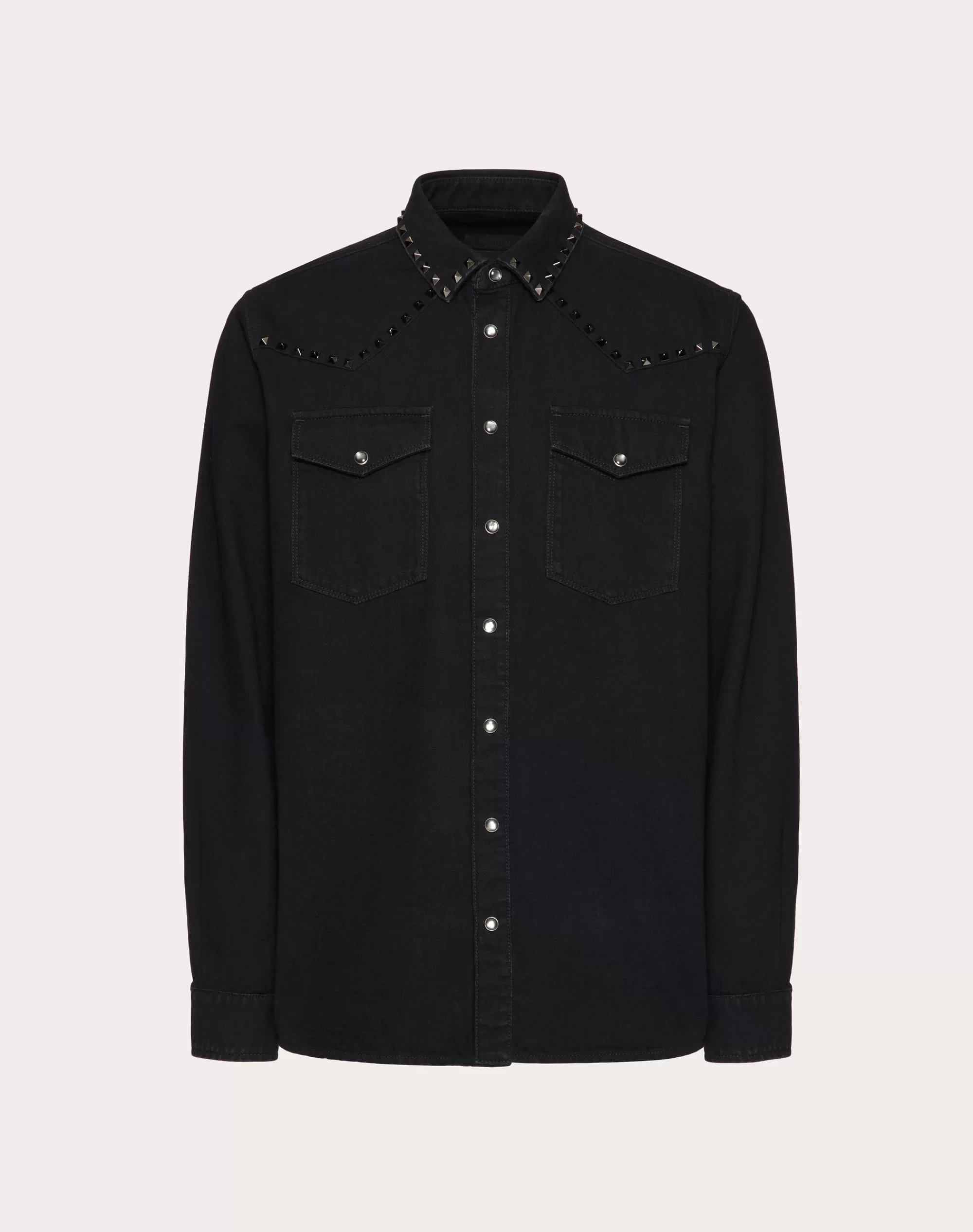 Valentino DENIM SHIRT WITH UNTITLED STUDS Black Best