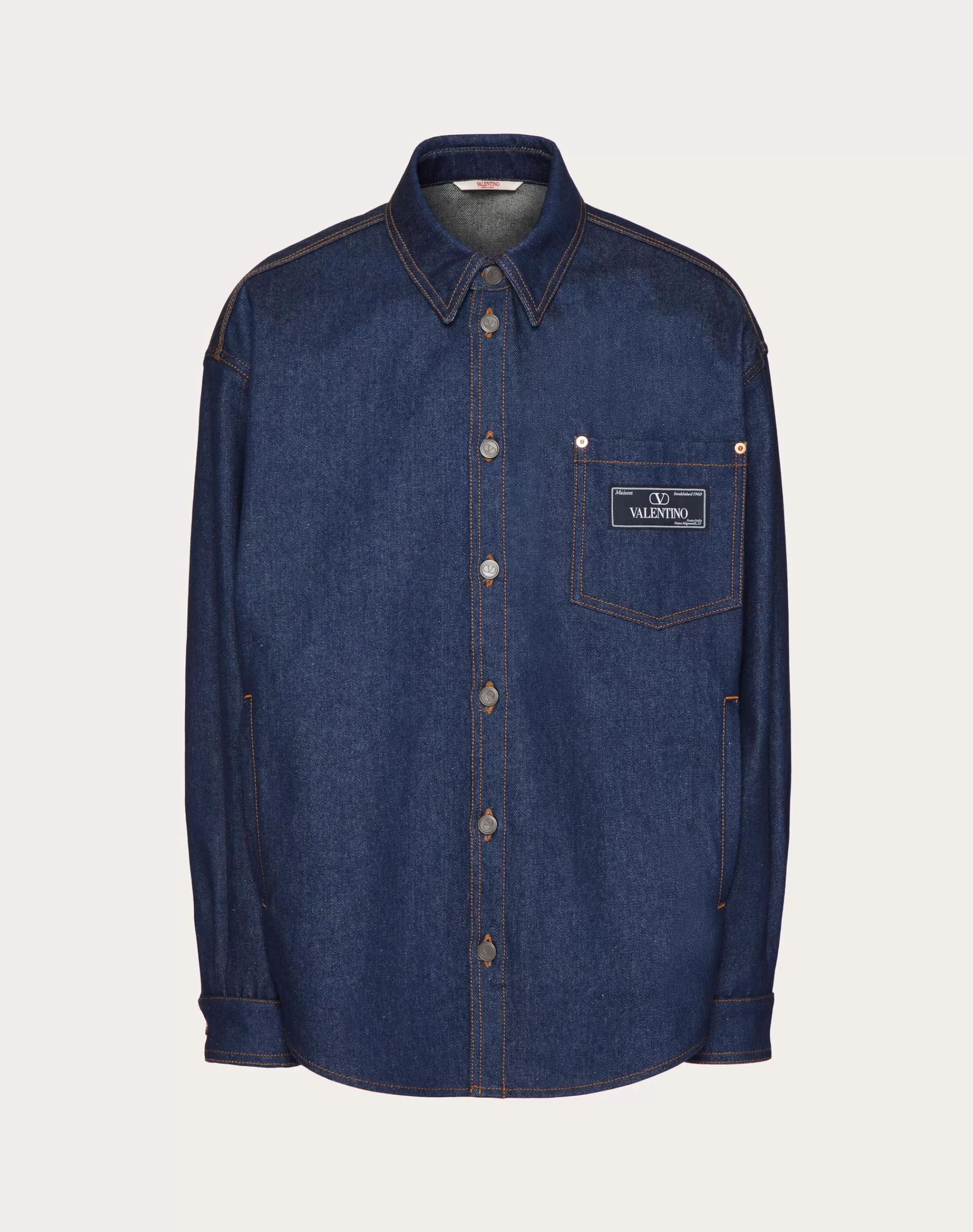 Valentino SHIRT WITH MAISON TAILORING LABEL Denim Flash Sale