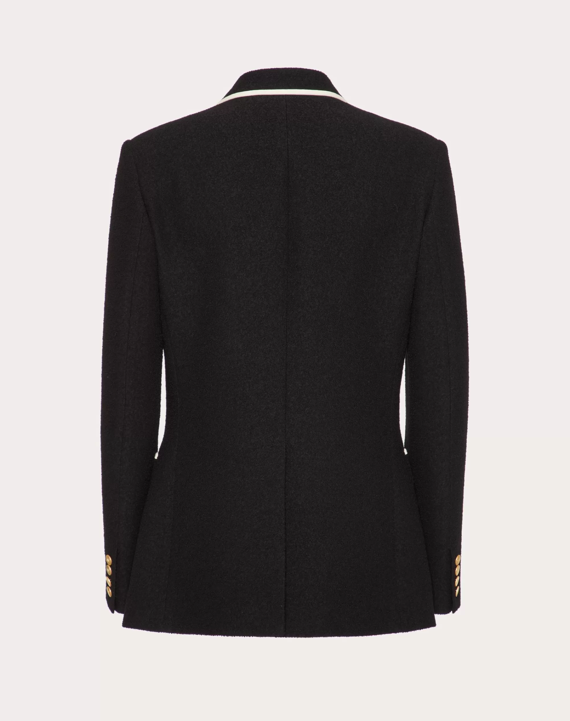 Valentino DOUBLE-BREASTED BOUCLÉ WOOL JACKET WITH VLOGO SIGNATURE EMBROIDERY Black Best