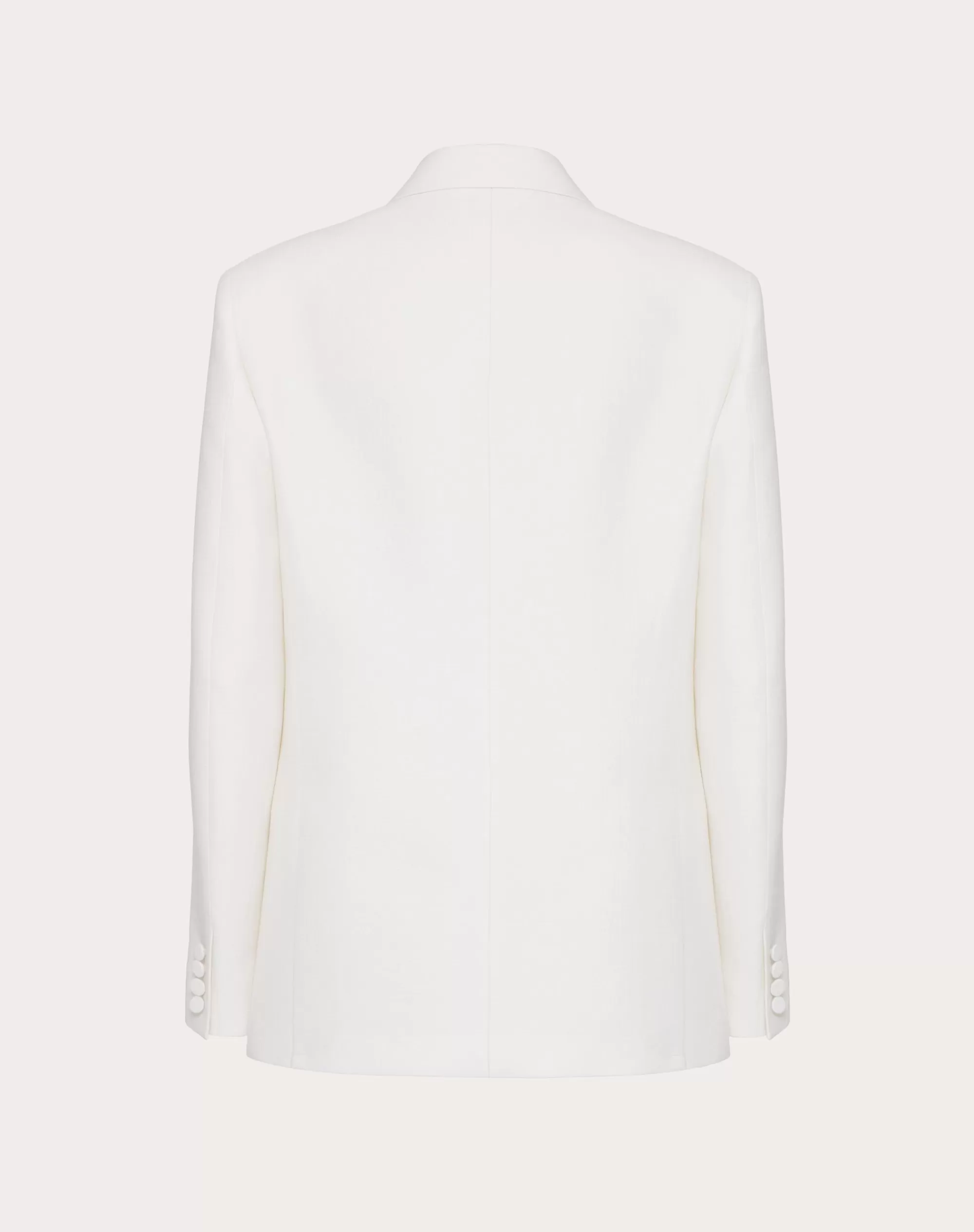 Valentino DOUBLE-BREASTED WOOL AND SILK JACKET WITH FLOWER EMBROIDERY Ivory Discount