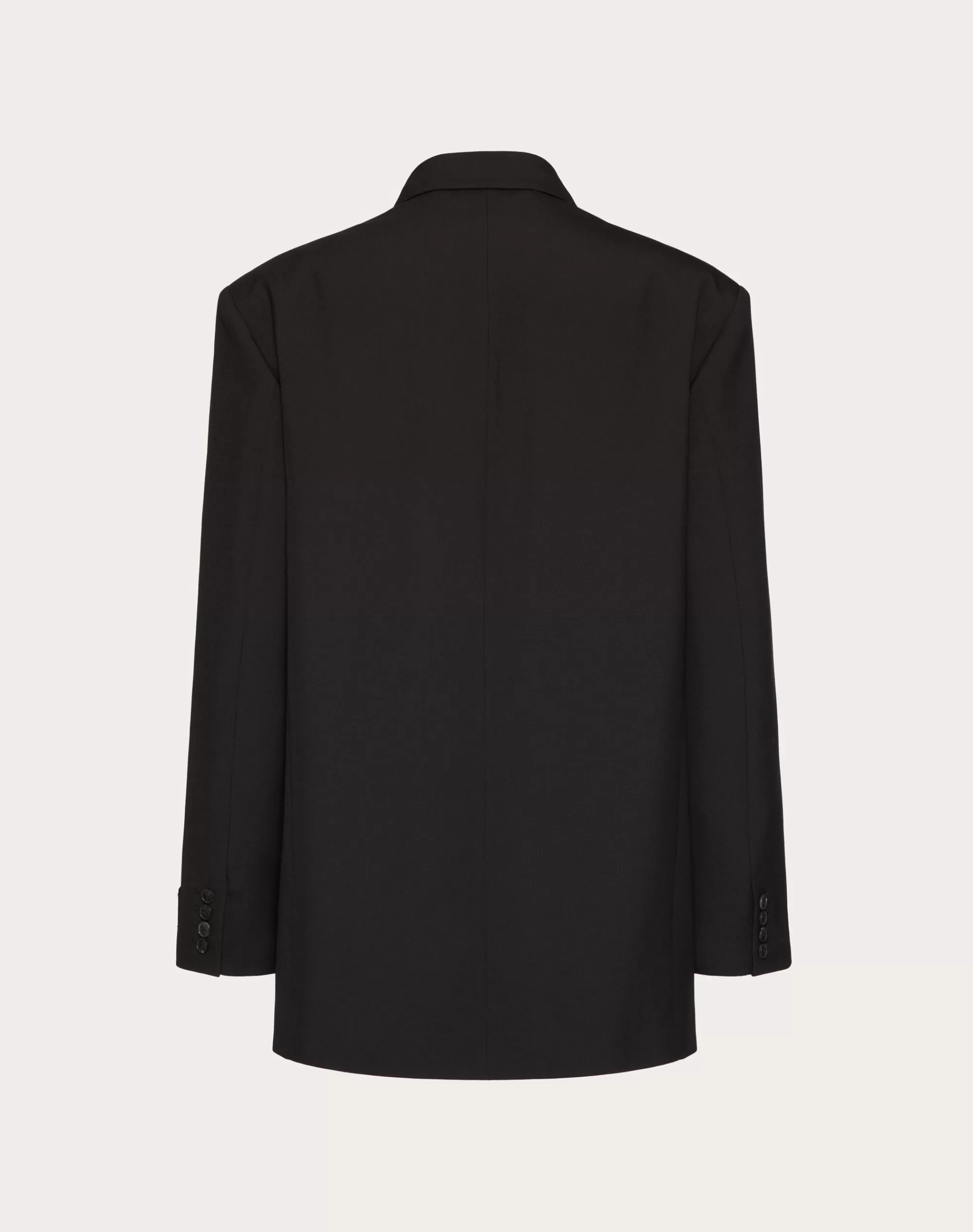 Valentino DOUBLE-BREASTED WOOL JACKET WITH MAISON TAILORING LABEL Black Store