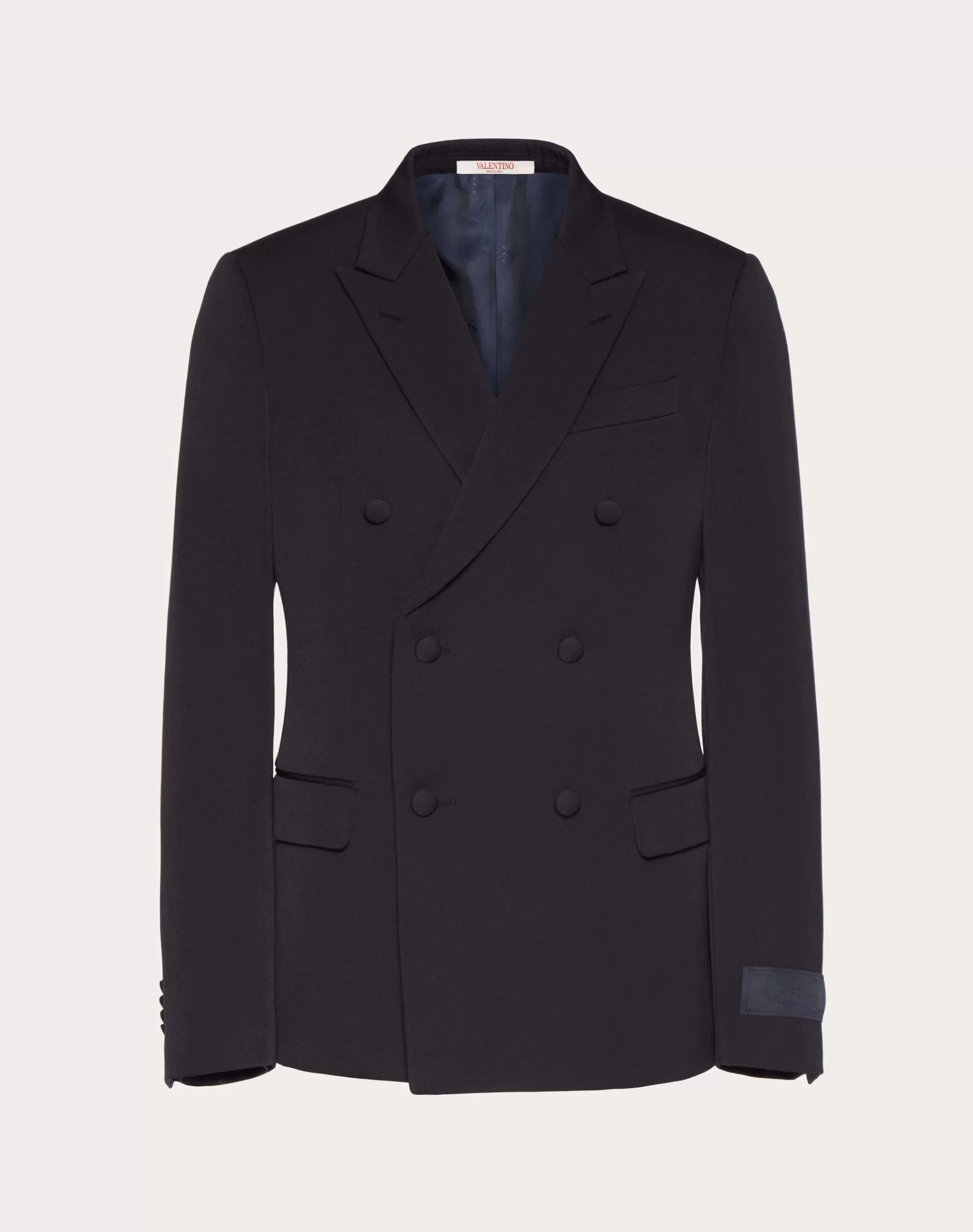 Valentino DOUBLE-BREASTED WOOL JACKET WITH MAISON TAILORING LABEL Navy Sale