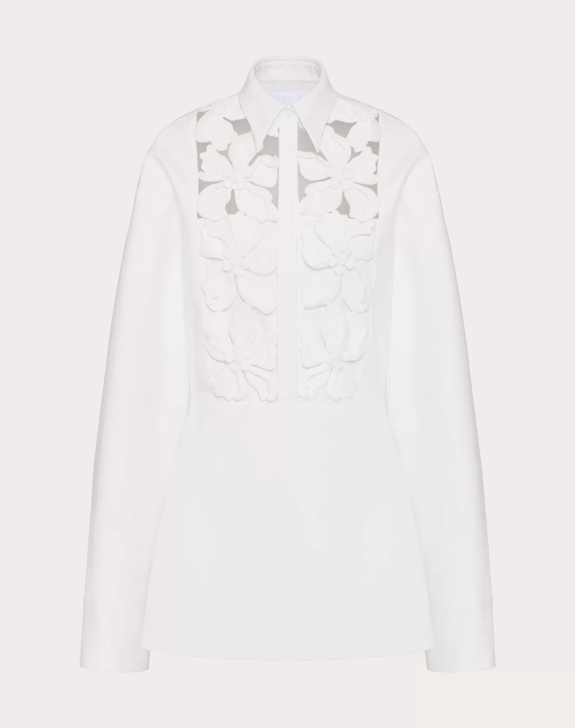 Valentino EMBROIDERED COMPACT POPELINE SHORT DRESS White Store