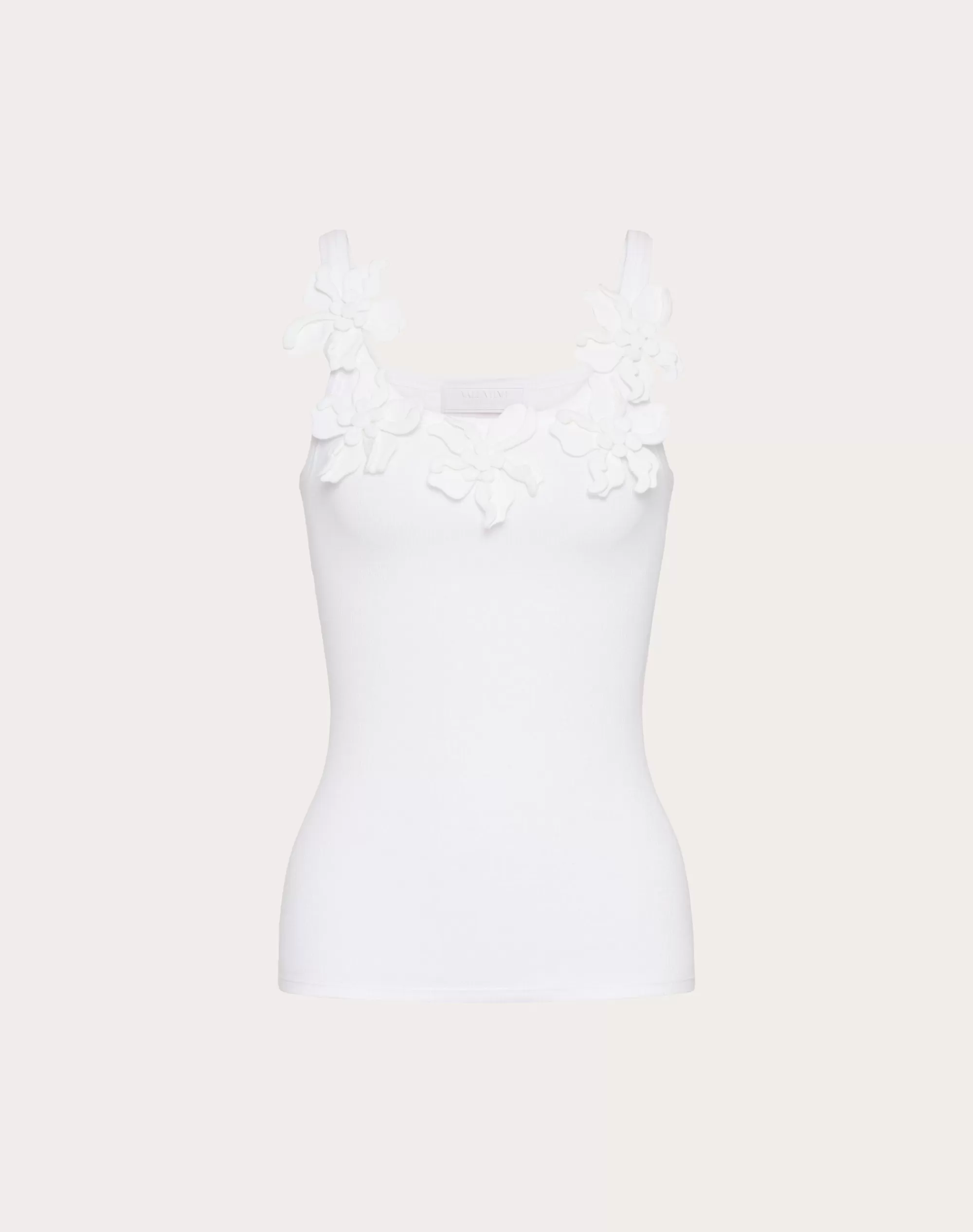 Valentino EMBROIDERED COTTON JERSEY TOP White Best