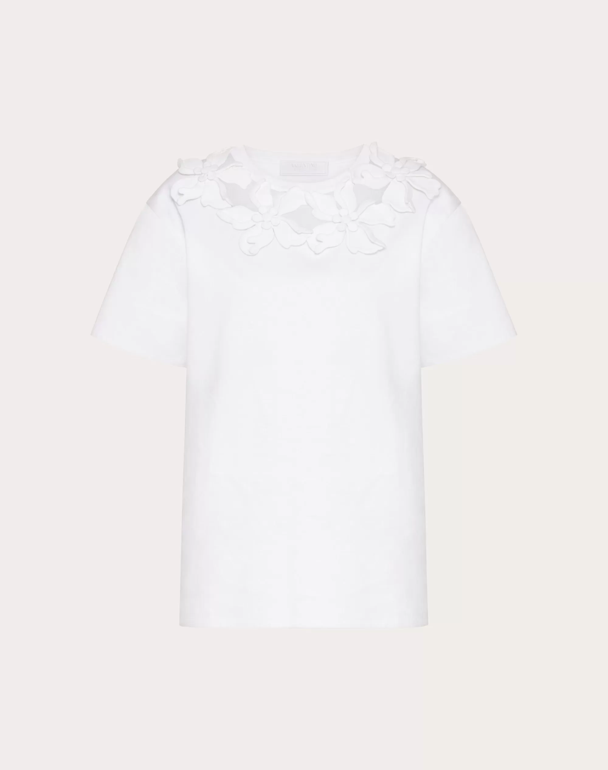 Valentino EMBROIDERED COTTON JERSEY T-SHIRT White Fashion