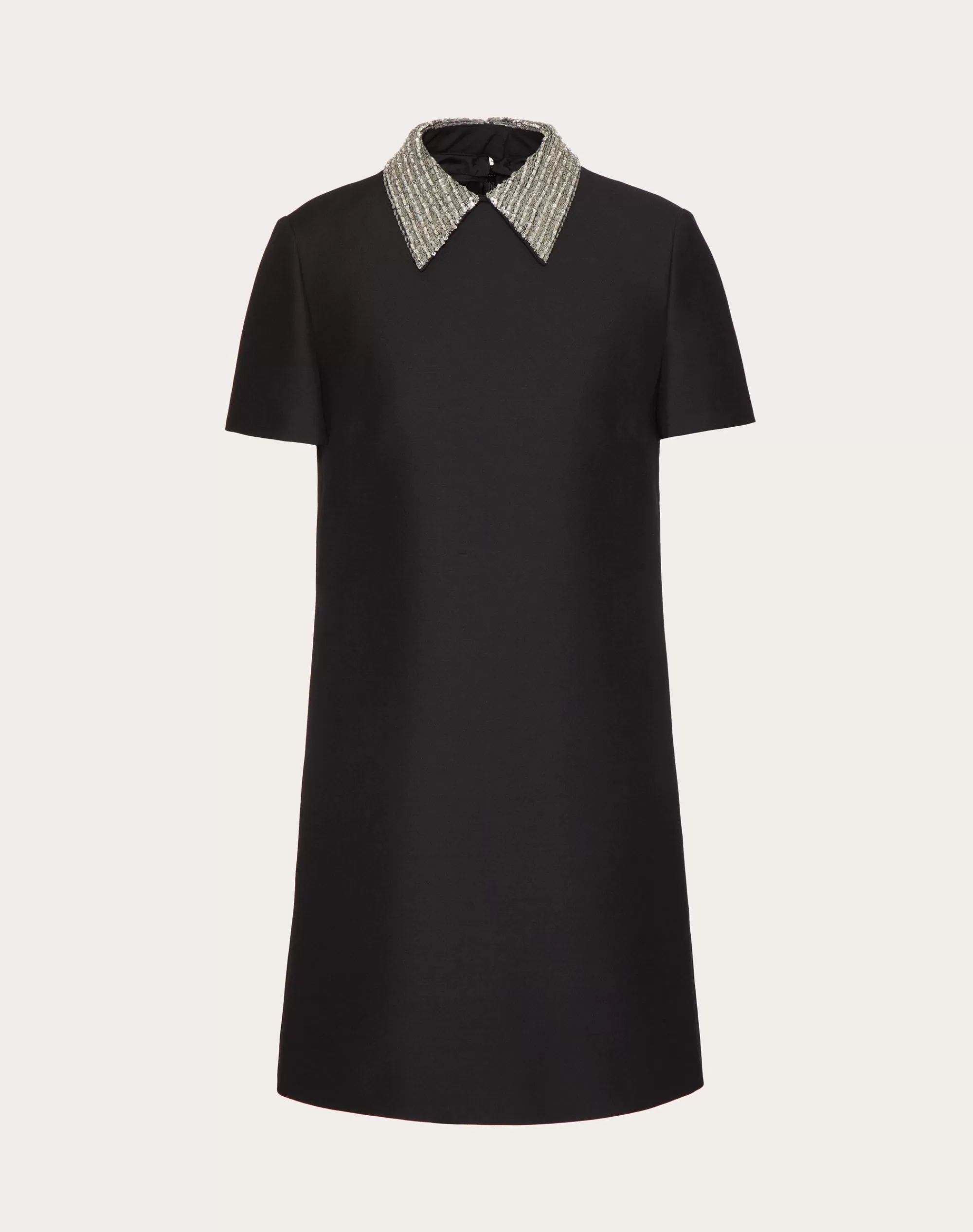 Valentino EMBROIDERED CREPE COUTURE SHORT DRESS Black Sale