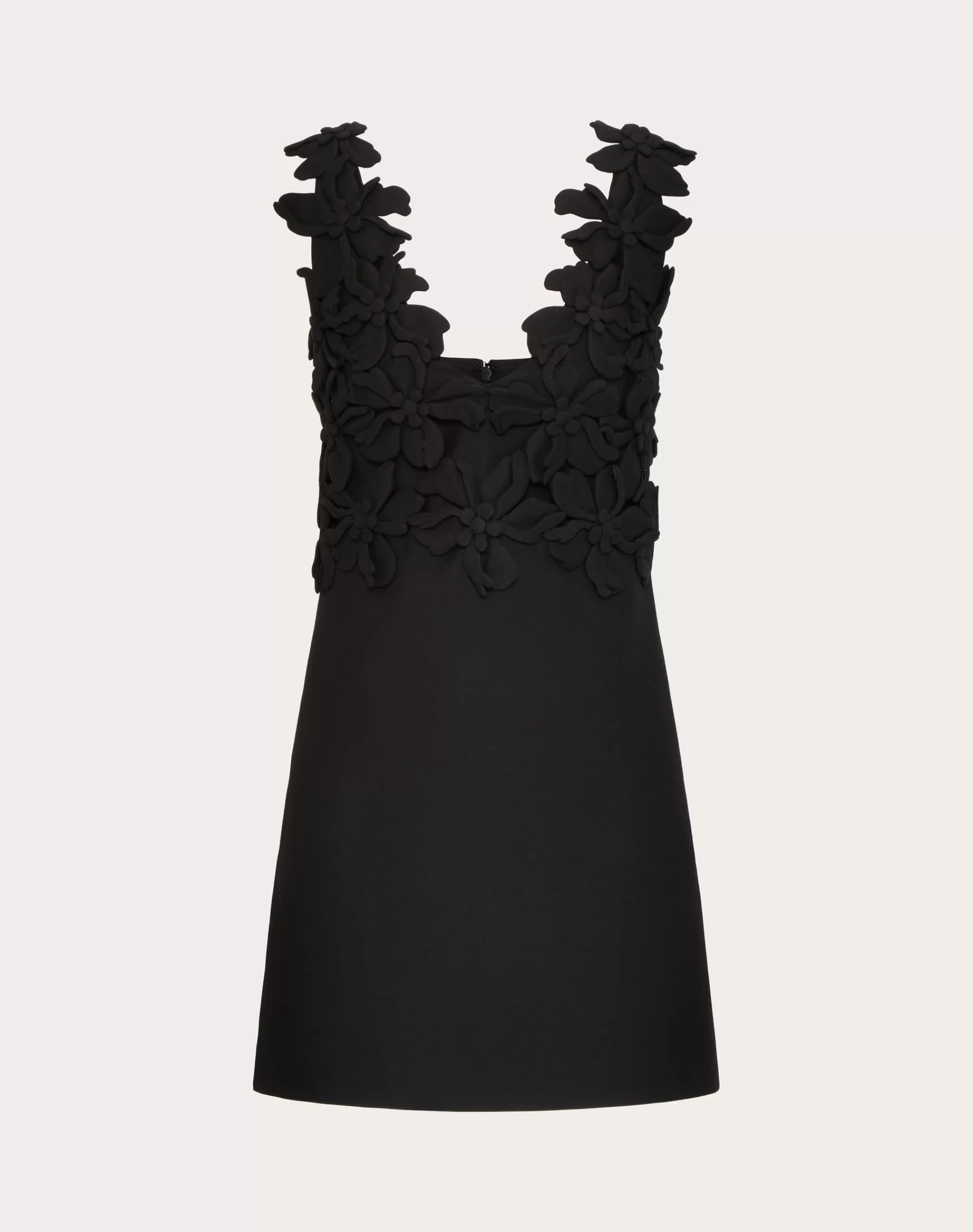 Valentino EMBROIDERED CREPE COUTURE SHORT DRESS Black Fashion