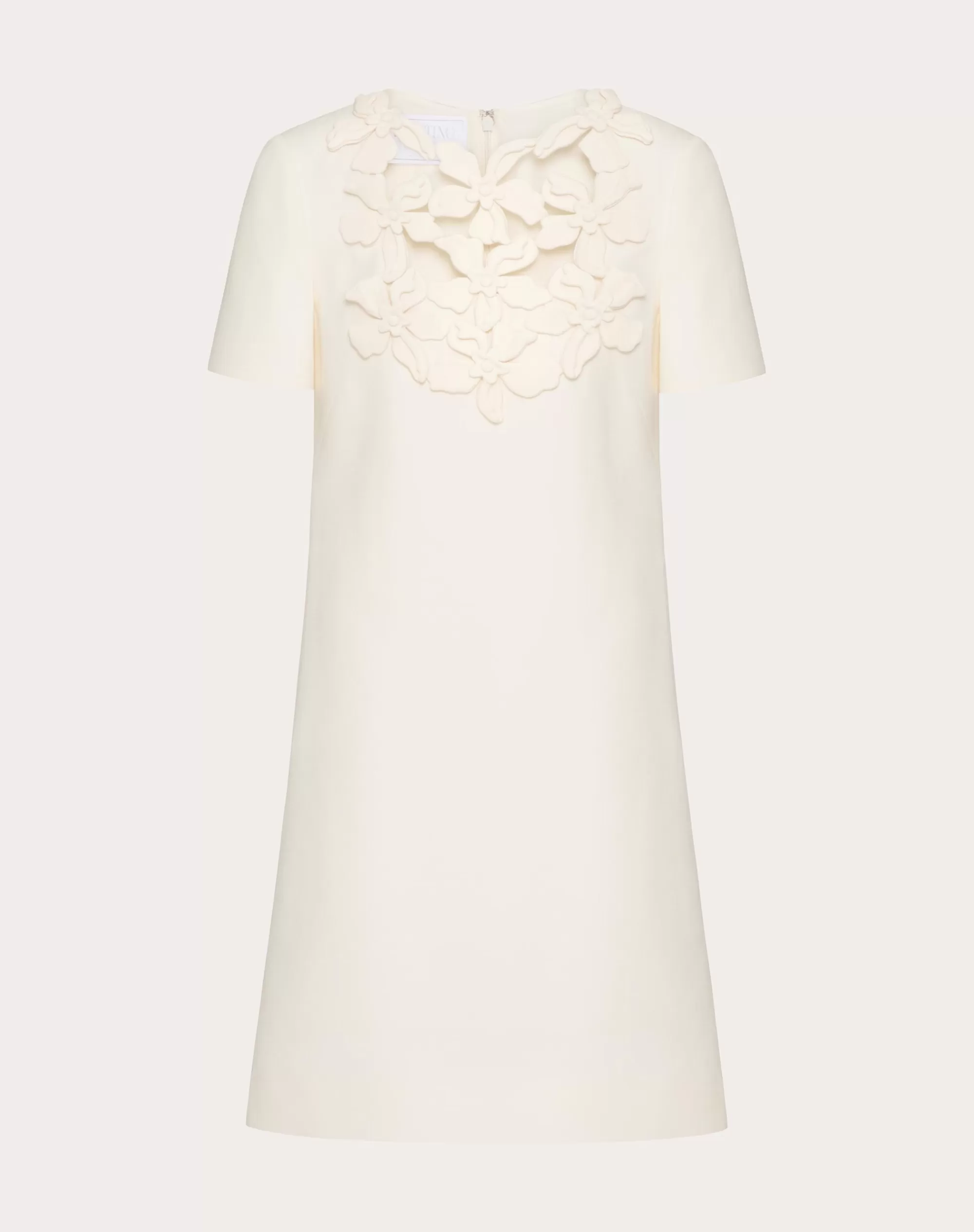 Valentino EMBROIDERED CREPE COUTURE SHORT DRESS Ivory Clearance