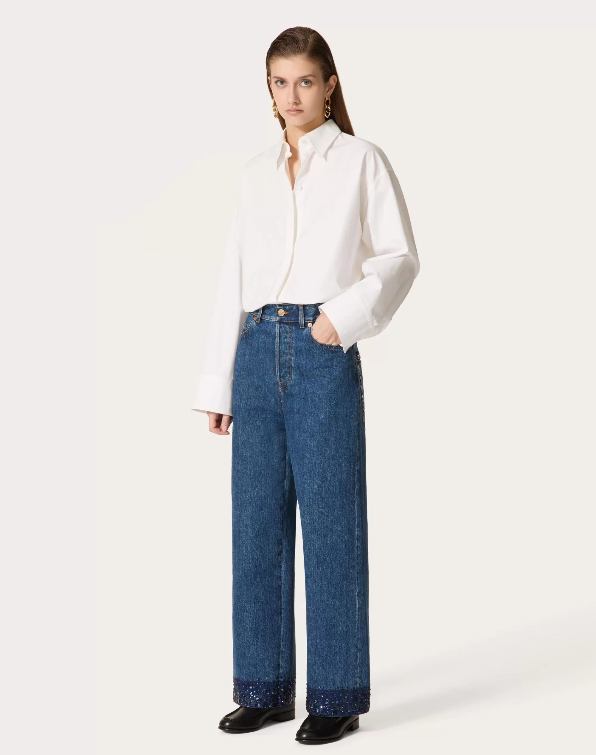 Valentino EMBROIDERED PANTS Denim Hot