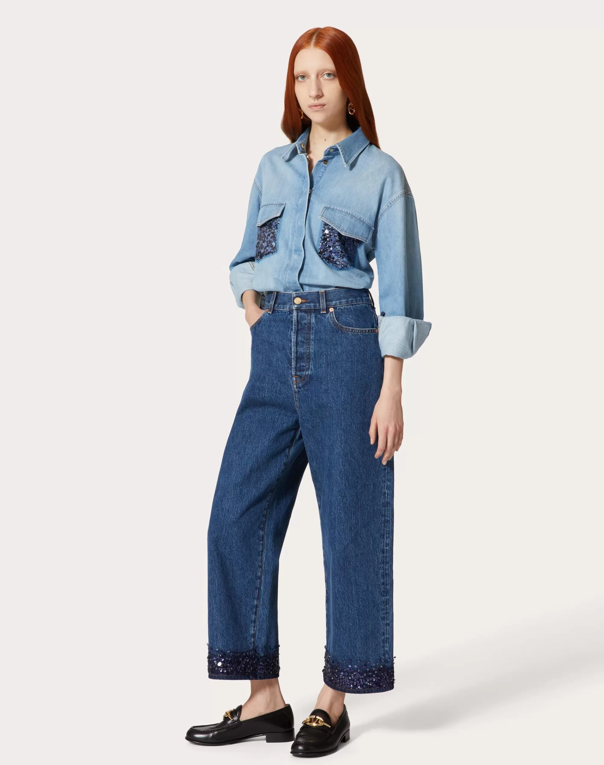 Valentino EMBROIDERED SHIRT Denim Fashion