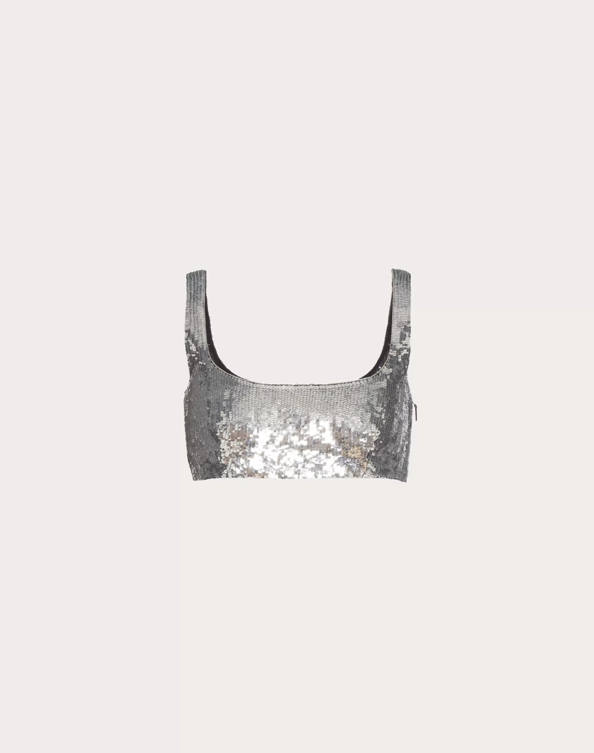 Valentino EMBROIDERED ORGANZA BRALETTE Silver Best Sale