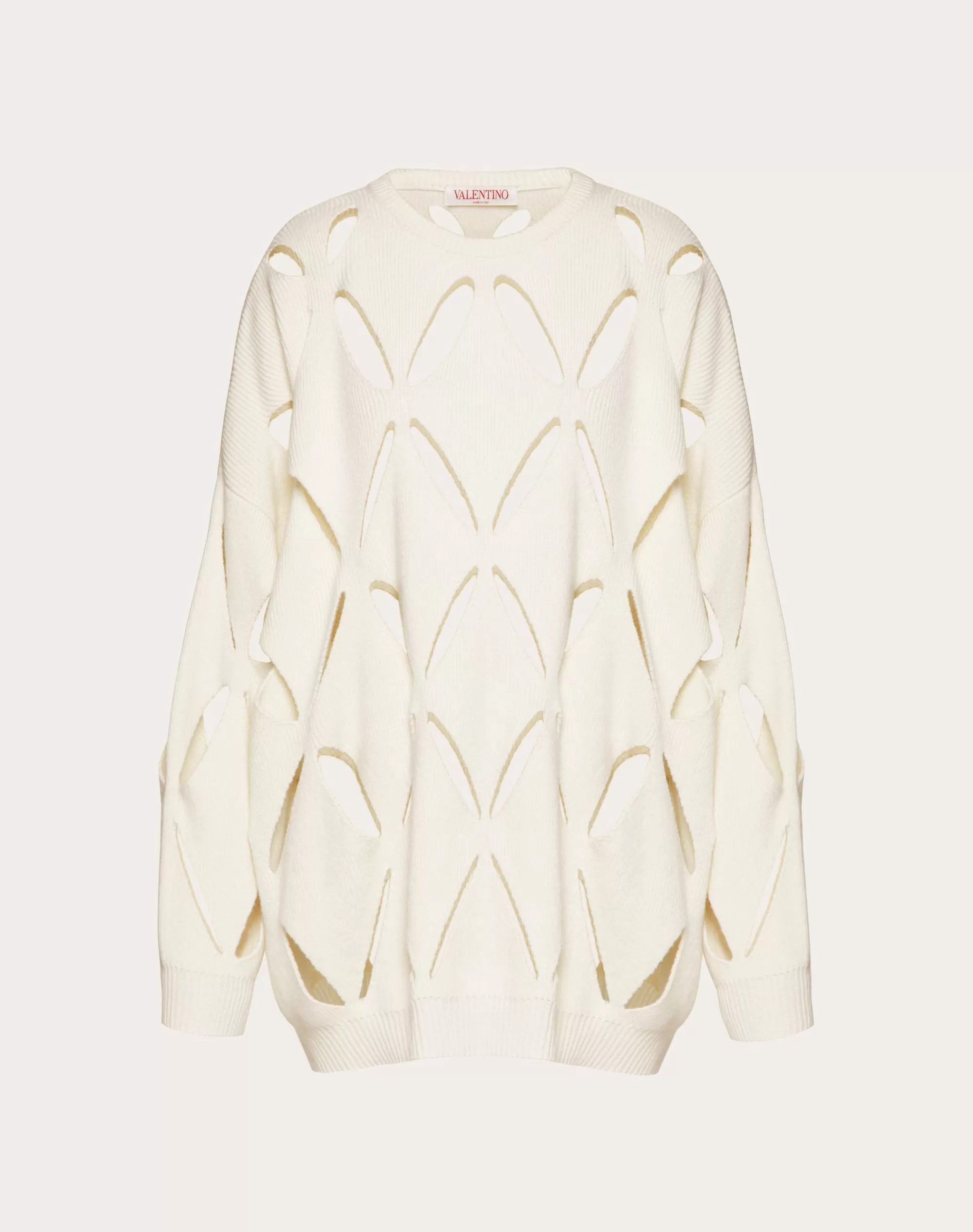 Valentino EMBROIDERED WOOL JUMPER Ivory Clearance