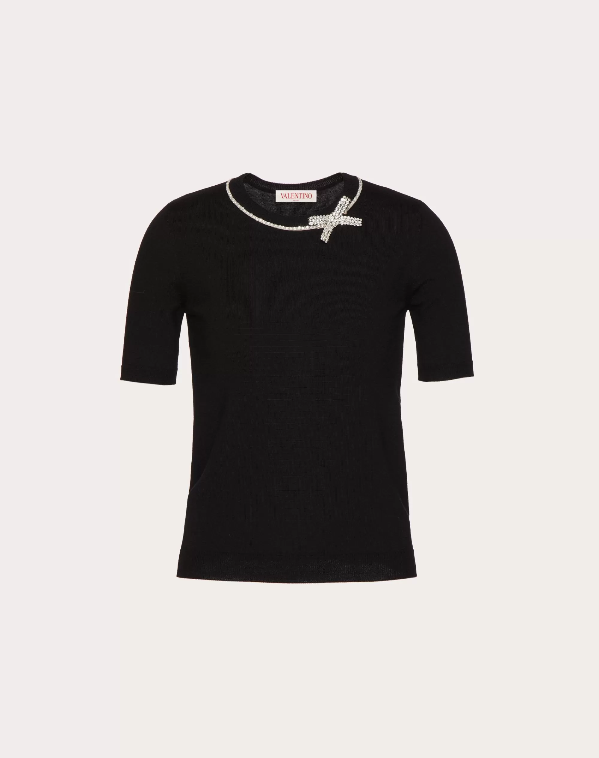 Valentino EMBROIDERED WOOL SWEATER Black Sale