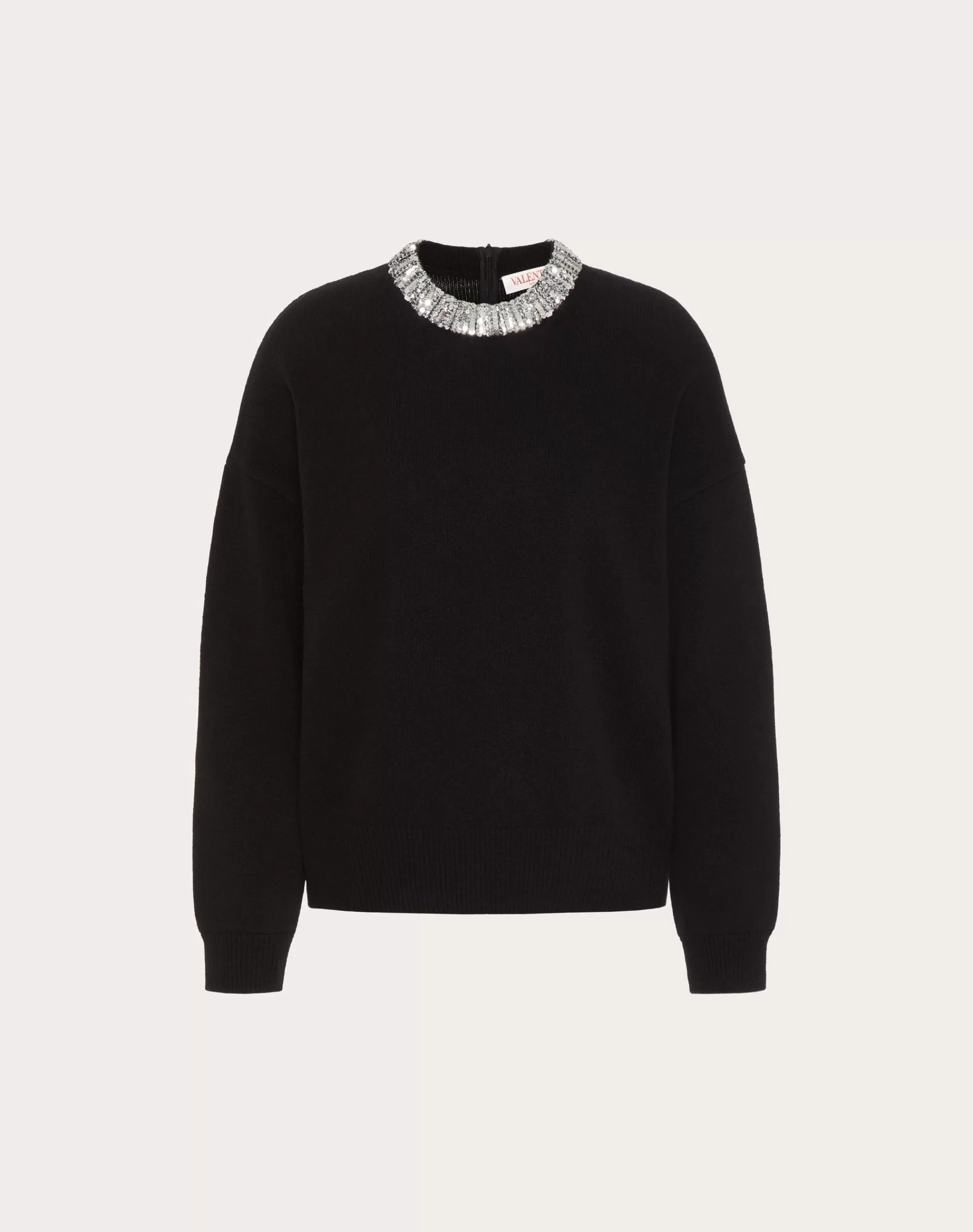 Valentino EMBROIDERED WOOL SWEATER Black Hot