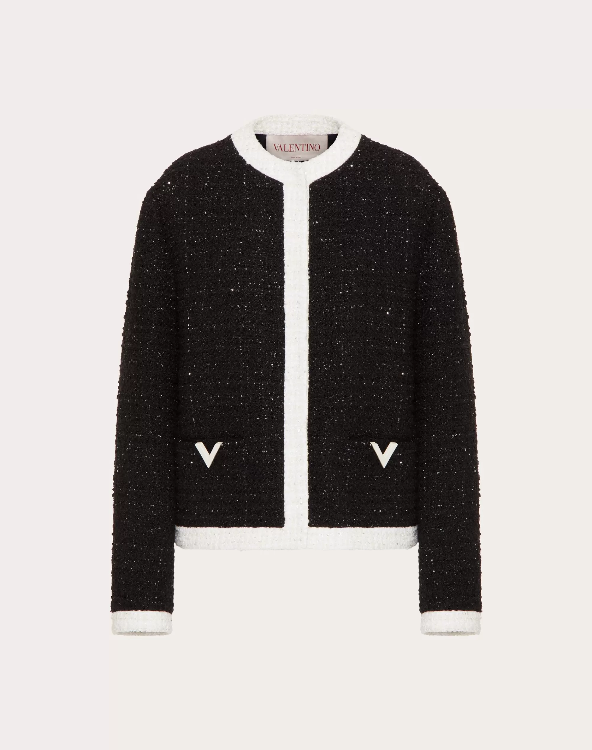 Valentino GLAZE TWEED JACKET Black/ivory Discount