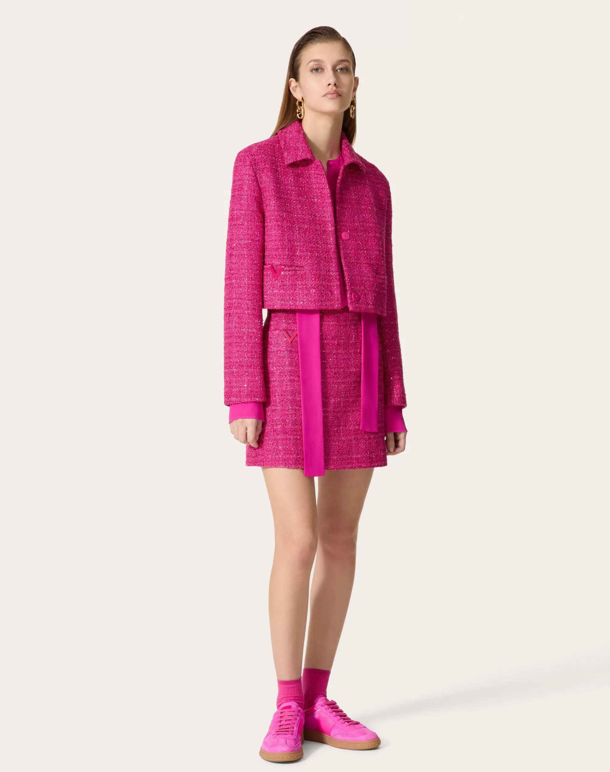 Valentino GLAZE TWEED LIGHT JACKET PinkPp Outlet