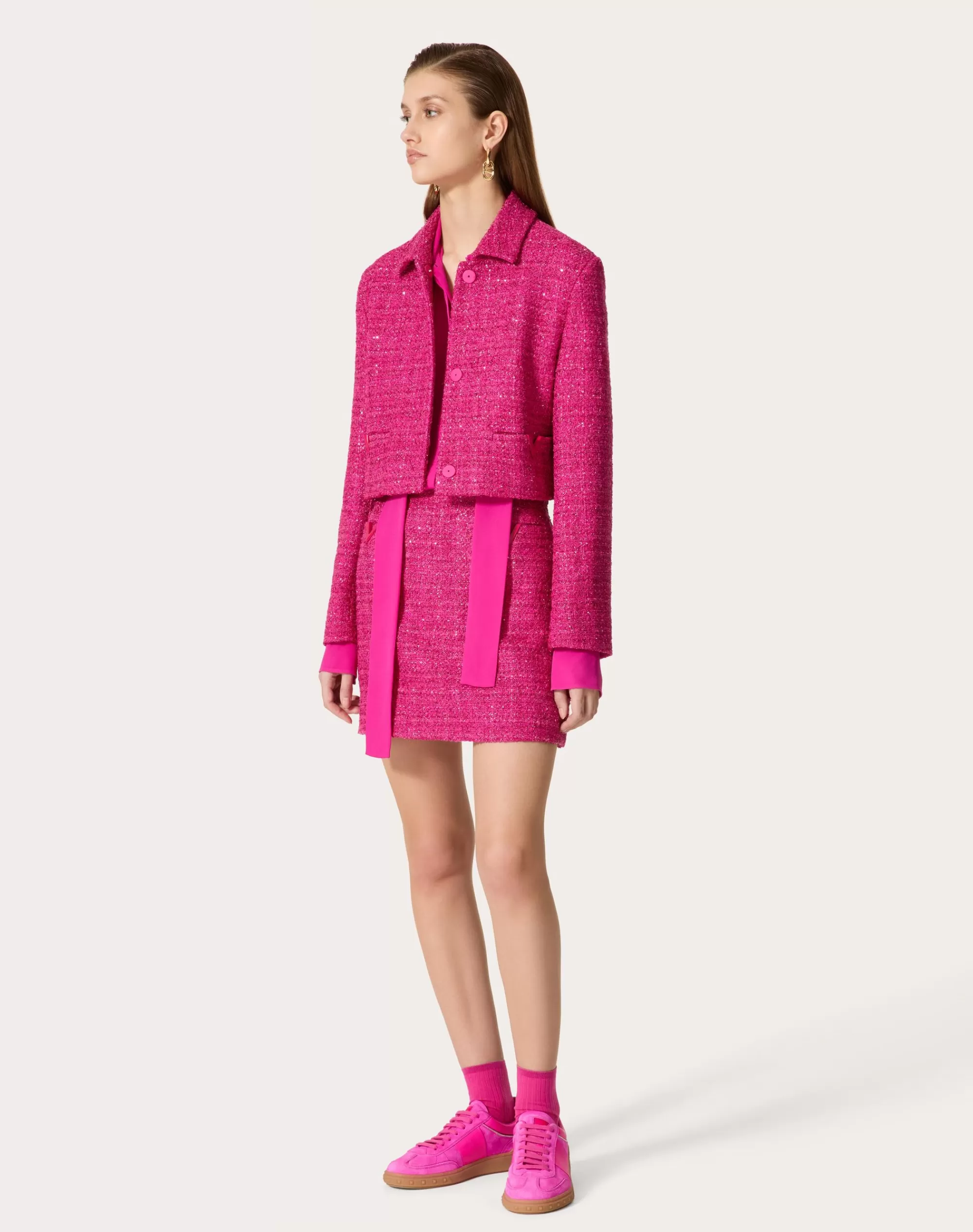 Valentino GLAZE TWEED LIGHT MINISKIRT PinkPp Cheap