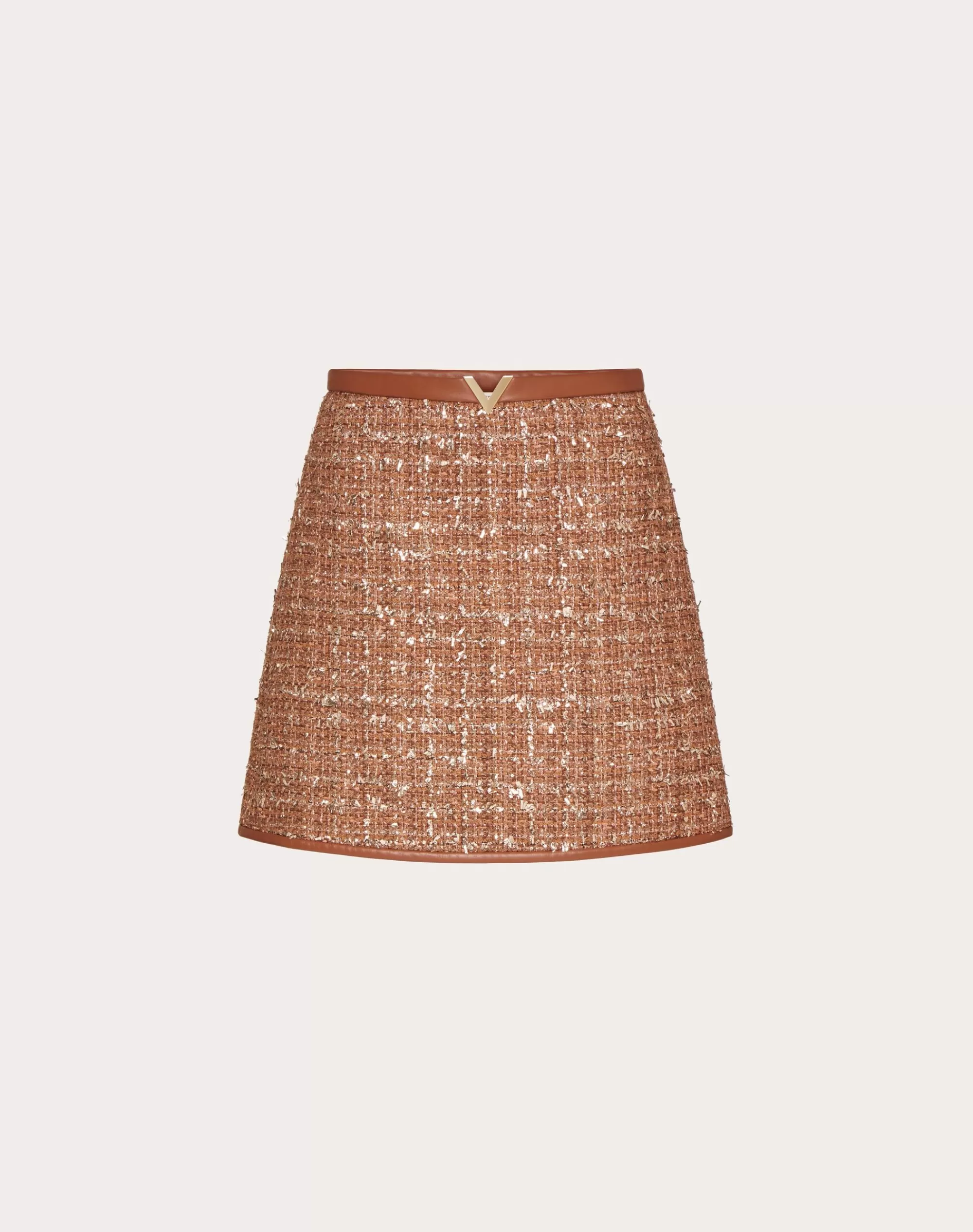 Valentino GLAZE TWEED LIGHT MINISKIRT Cinnamon Discount