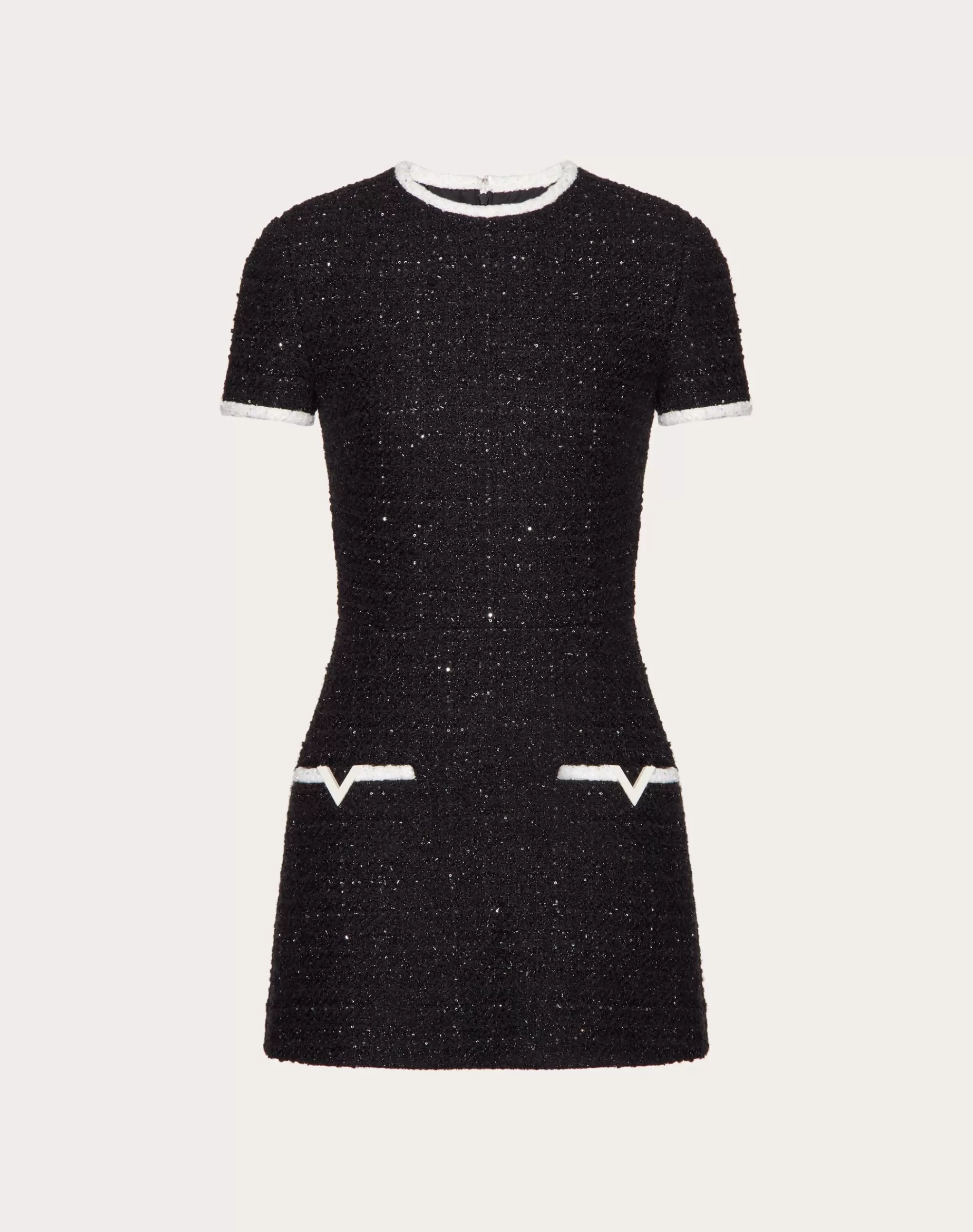 Valentino GLAZE TWEED SHORT DRESS Black/silver Cheap