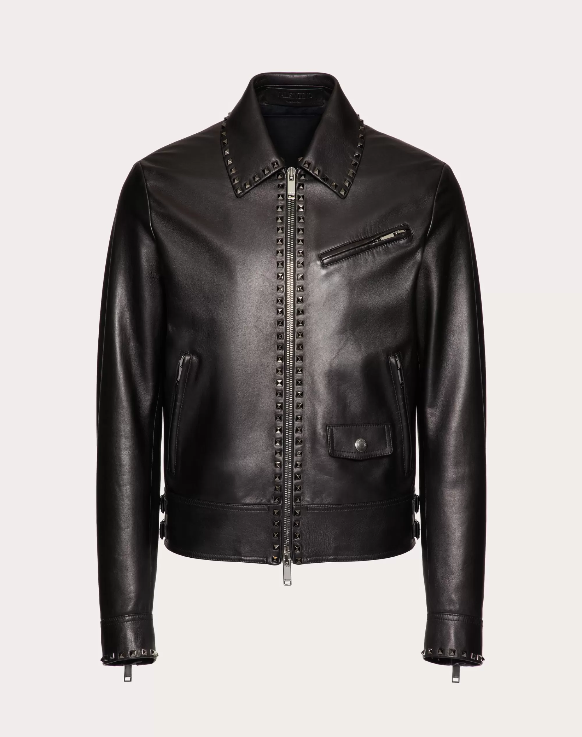 Valentino LEATHER JACKET WITH UNTITLED STUDS Black Fashion