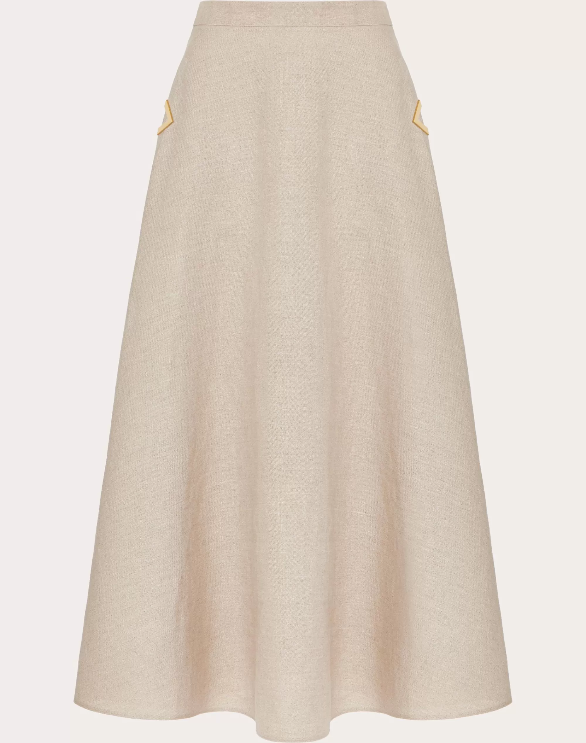 Valentino LINEN CANVAS MIDI SKIRT BeigeGravel Shop