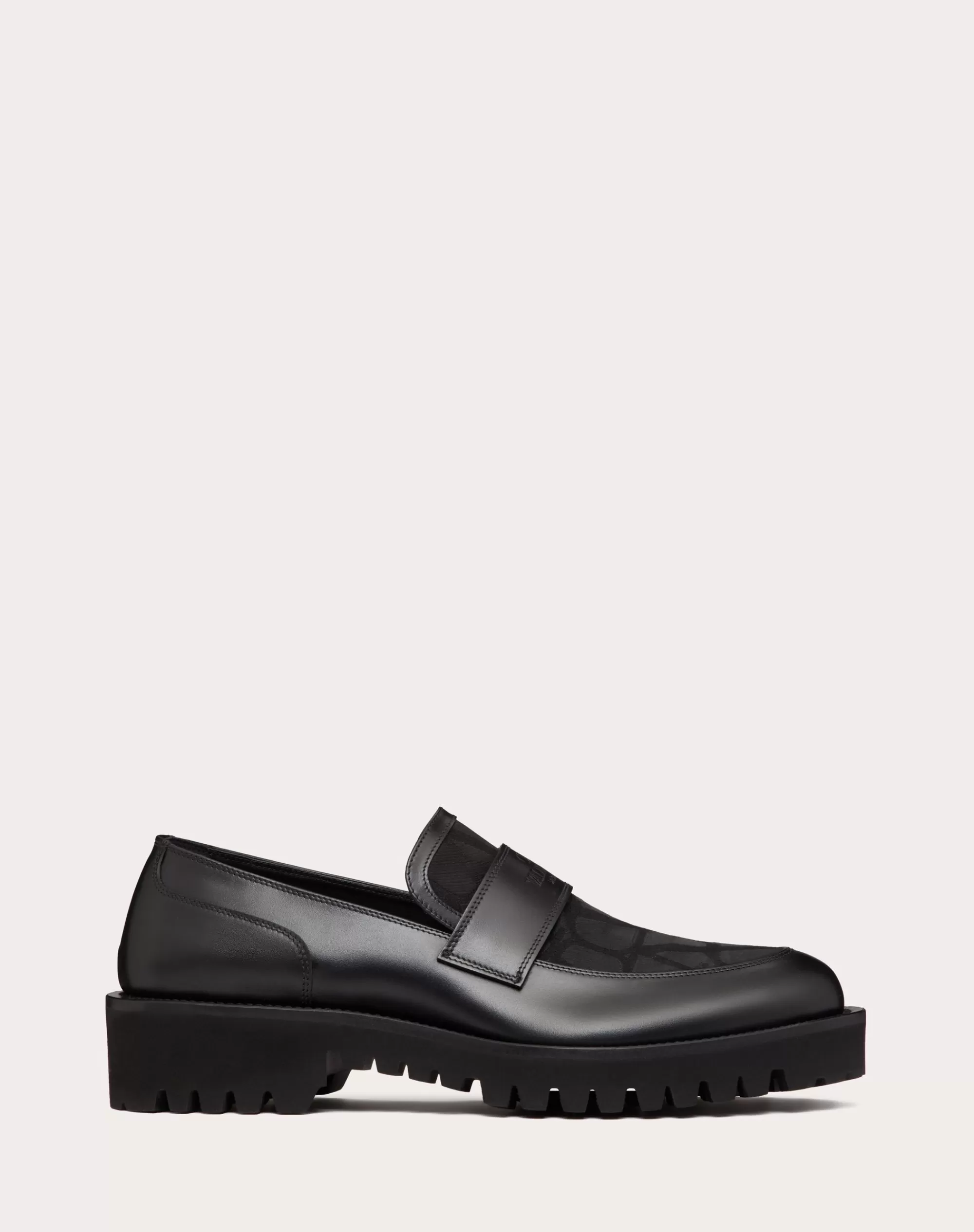 Valentino LOAFER IN TOILE ICONOGRAPHE TECHNICAL FABRIC AND CALFSKIN Black Best