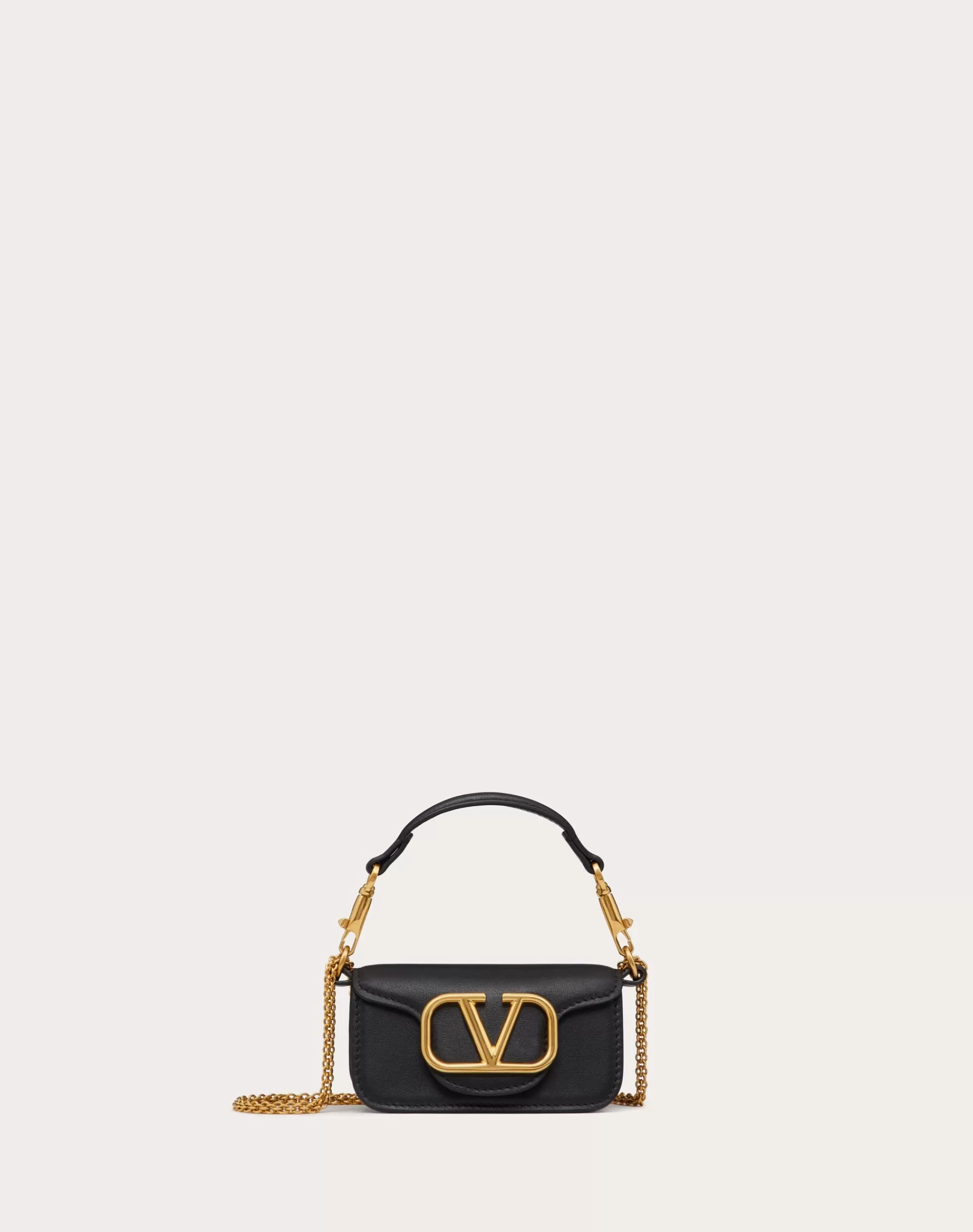 Valentino LOCÒ MICRO BAG IN CALFSKIN LEATHER WITH CHAIN Hot